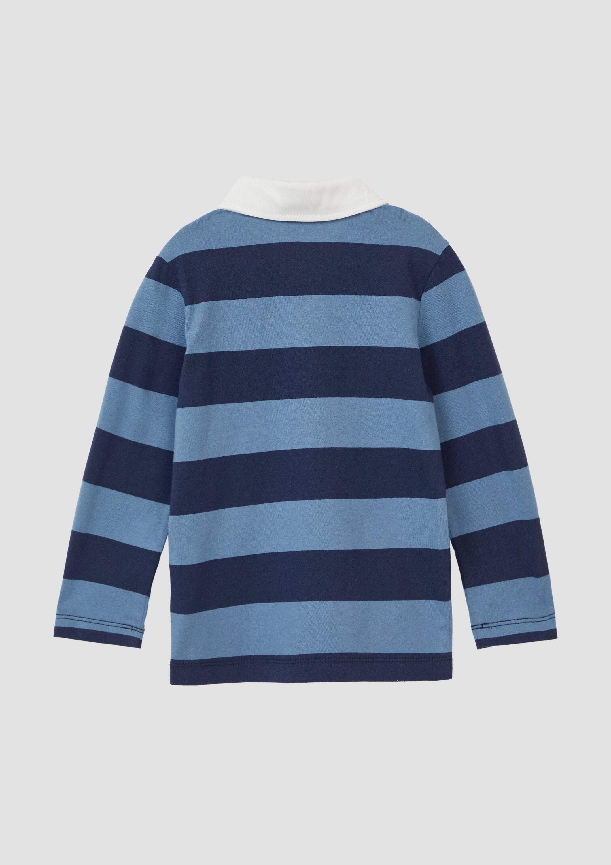 s.Oliver Langarmshirt Polo-Shirt Gestreiftes Poloshirt aus Baumwolljersey