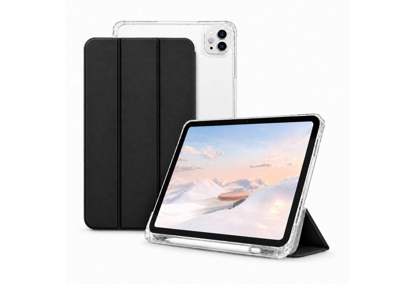 PlugUp Tablet-Hülle iPad Pro 11 Zoll (M5/M4) 2025/2024 mit Stifthalter 11 Zoll, iPad Pro Hülle mit Stifthalter, dünn & transparente Rückseite