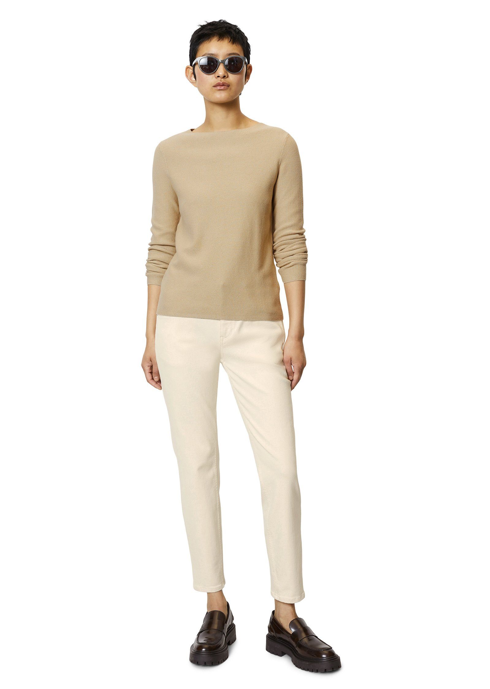 Organic Rundhalspullover beige aus softem O'Polo Cotton Marc