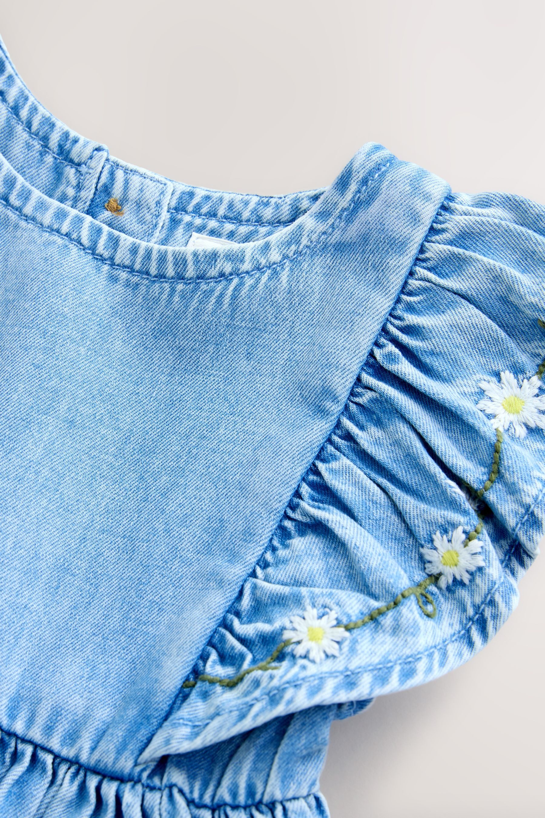 Next Jeanskleid Kleid mit Rüschenärmeln (1-tlg)