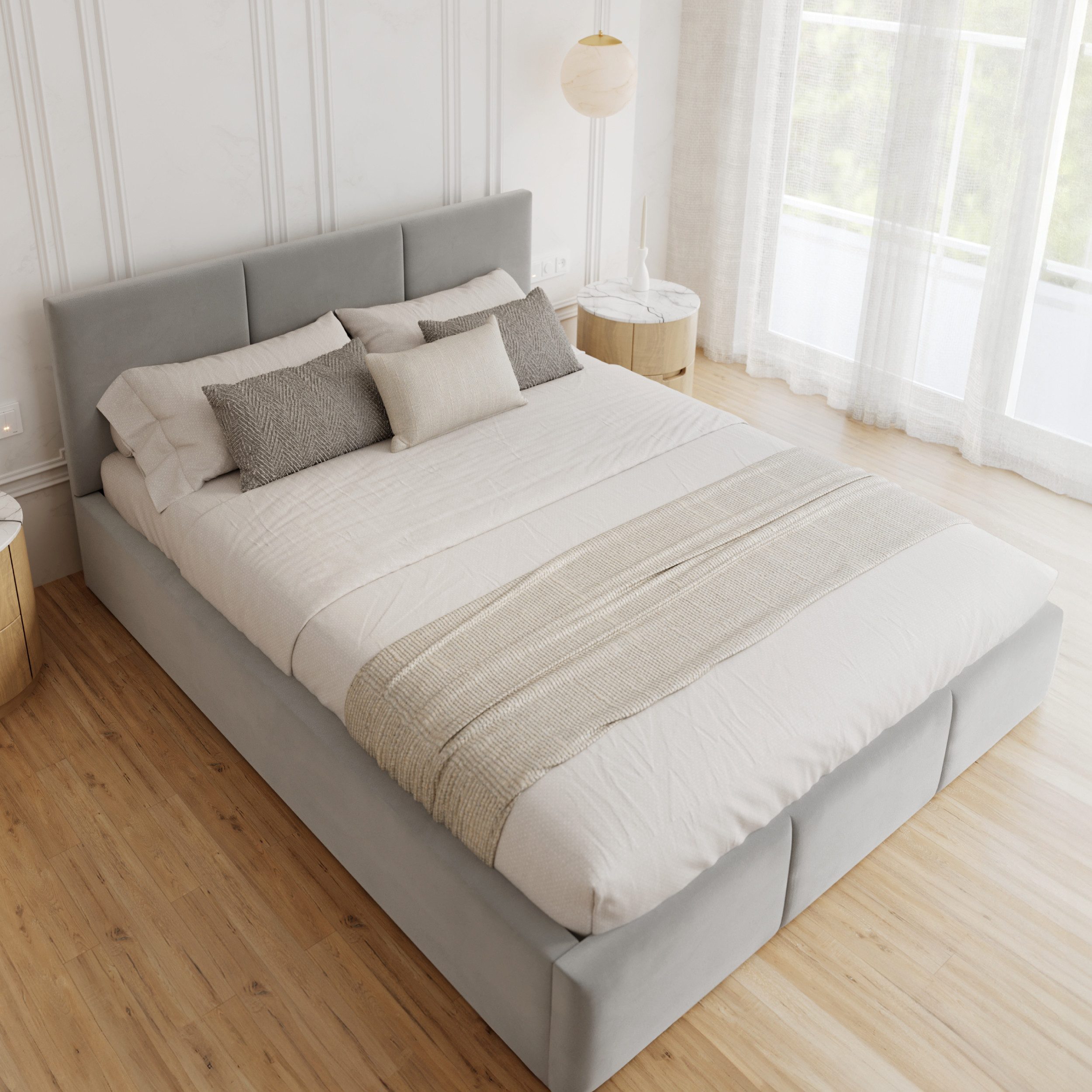 FDM Polsterbett BELORA modern mit Bettkasten MADE IN EU - mit Trinity Velours Bezug (verfügbar 90x200 120x200 140x200 160x200 180x200cm, Bettrahmen, Bett, mit großen gepolsterten Kopfteil, mit Bettkasten zum aufklappen), Hebbarer Metallrahmen, Bettkasten, mit/ohne Matratze