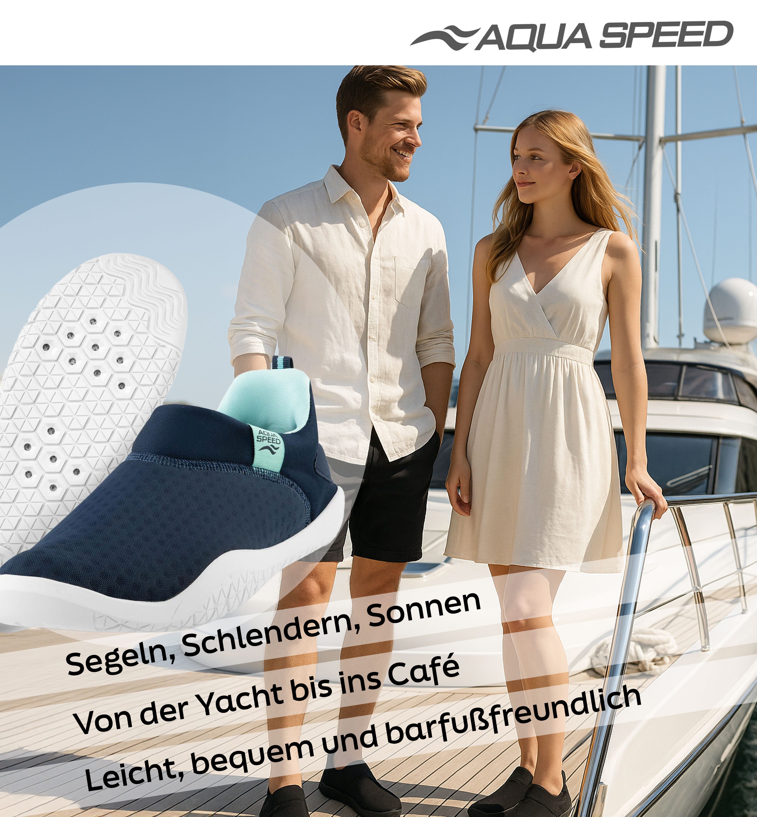 Aqua Speed Aqua Speed Lagarto Badeschuhe Gr. 42 – Für Herren & Reise mit Tuch Wasserschuh (Rutschfeste Aqua Schuhe für Herren – Für Spa, Pool & Urlaub) Rutschfe – Bild 5 von 5
