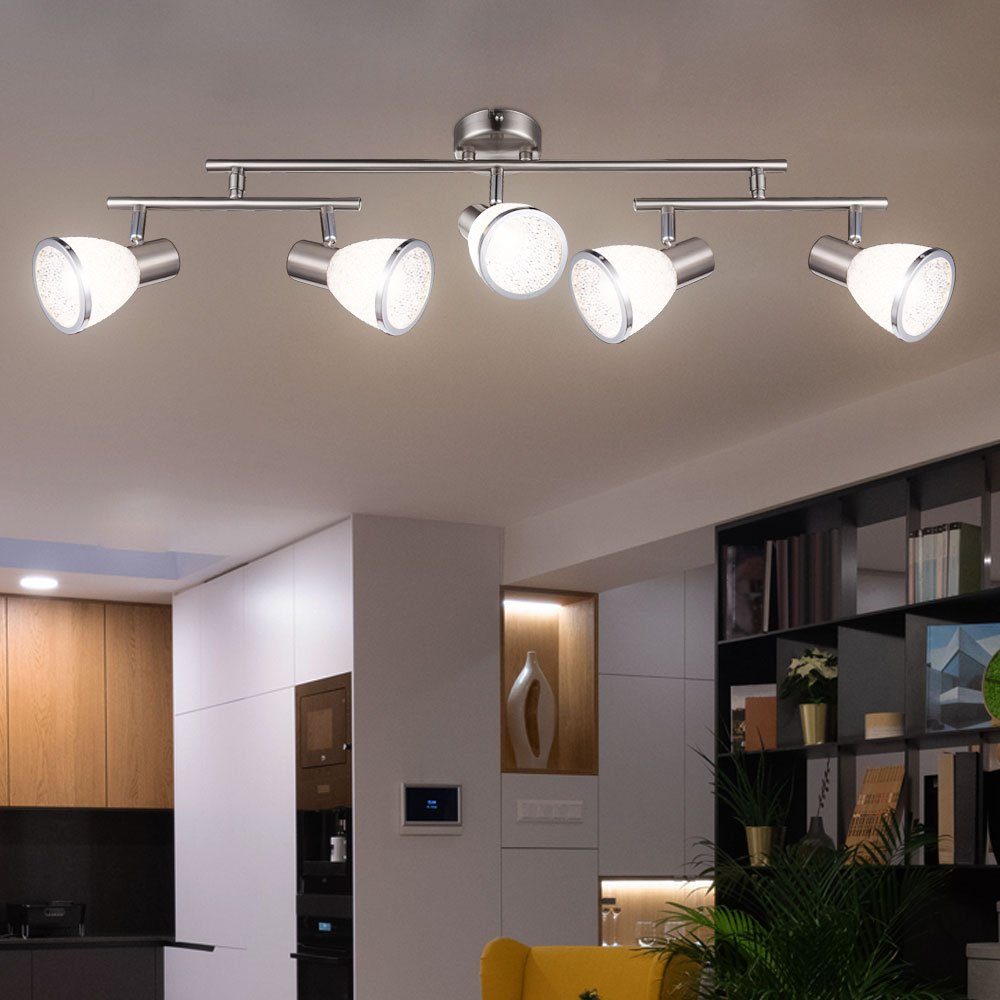 etc-shop LED Deckenleuchte, Leuchtmittel inklusive, Warmweiß, LED 20 Watt Decken Strahler Beleuchtung beweglich Acryl Kugeln Chrom