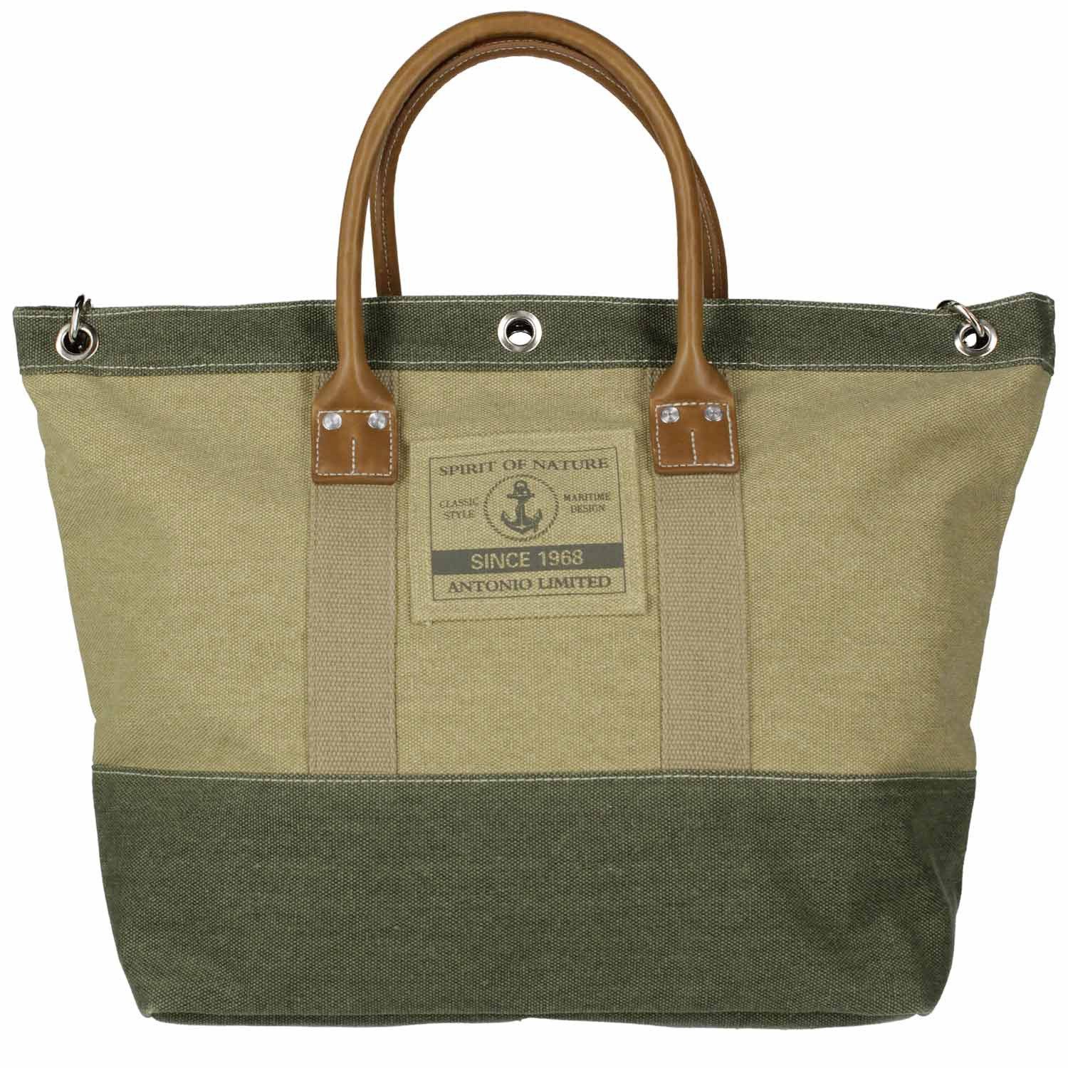 Antonio Umhängetasche Antonio Beach Bag - Saint-Tropez Green Olive Medium Saint-Tropez beige (1, 1-tlg., 1)