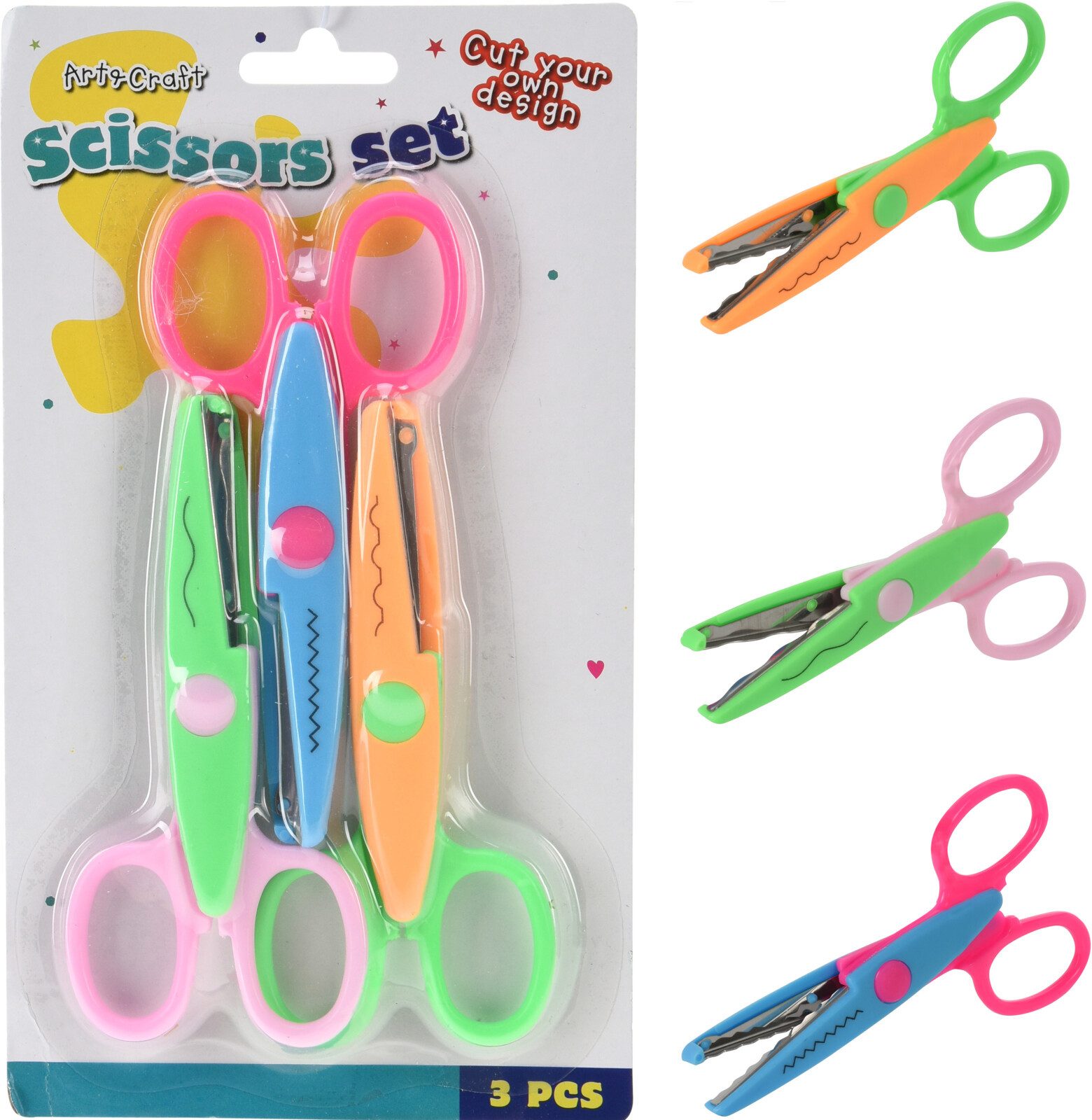 Koopman Bastelscheren Kinderscheren Bunt Welle Zick Zack 6 Tlg. Set, (Set, 6-tlg., Packung), 6tlg, ZickZack Schnitt, Wellenschitt, Kunststoff / Metall, Basteln