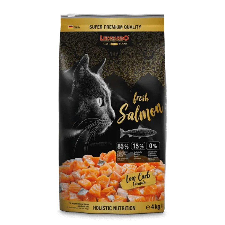 Leonardo Catfood Fresh Salmon & Poultry - getreidefreies Trockenfutter mit 85% Fleisch, Trockenfutter für: Katzen