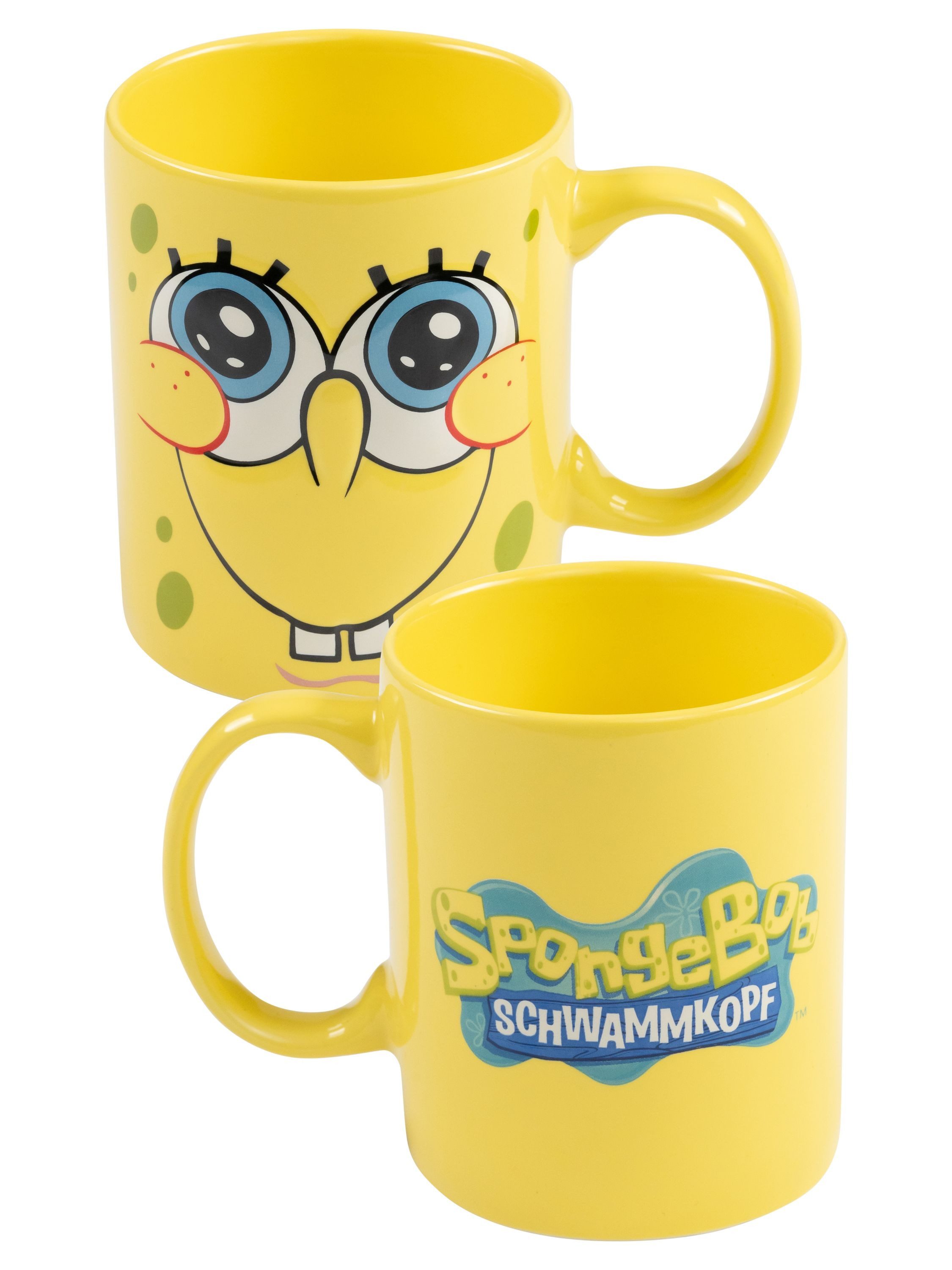 United Labels® Tasse Spongebob Schwammkopf 3D Tasse Face Kaffeetasse Becher 320 ml, Keramik