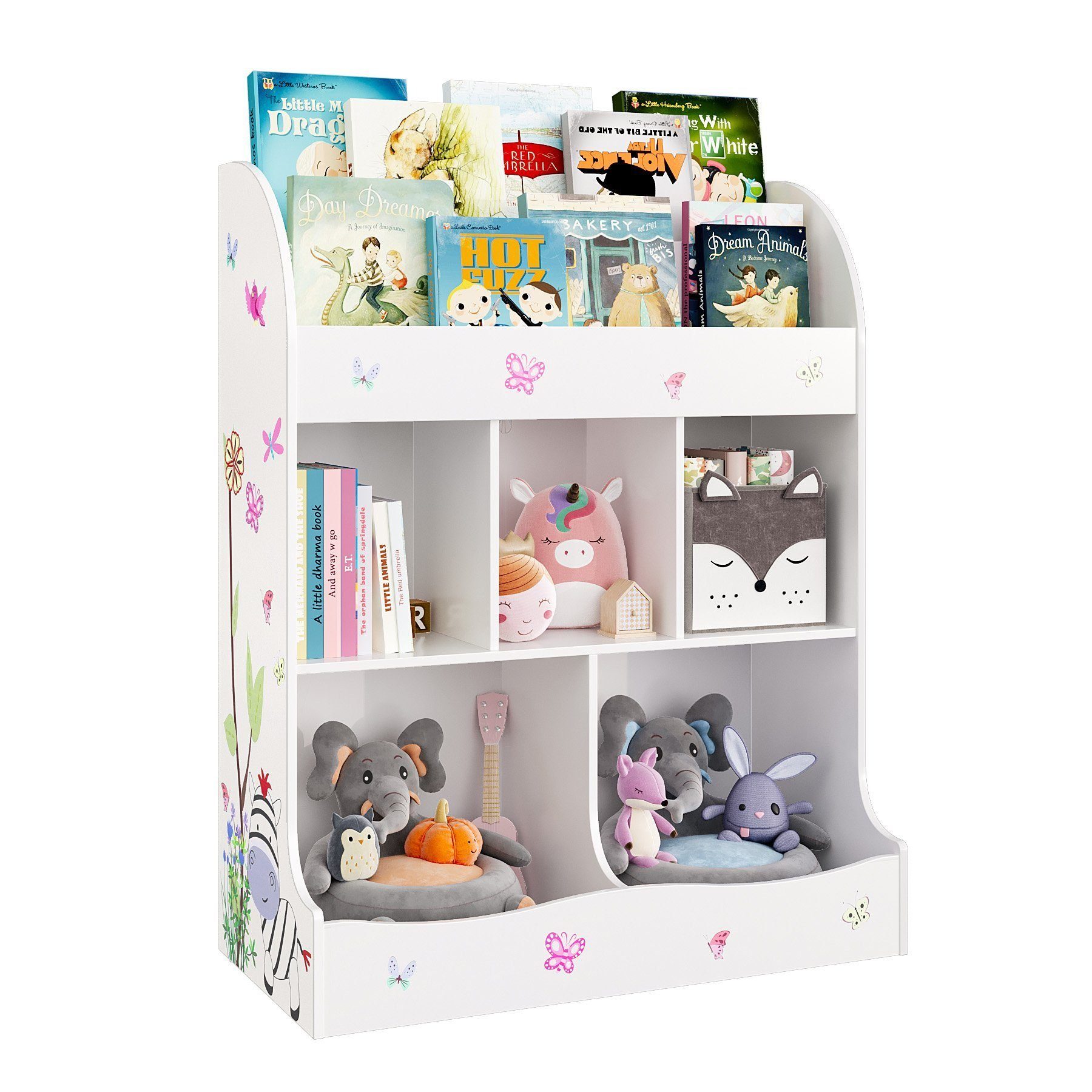 mit HOMECHO Kinderregal Bücherregal, 5 Fächern Organizer Spielzeugablage