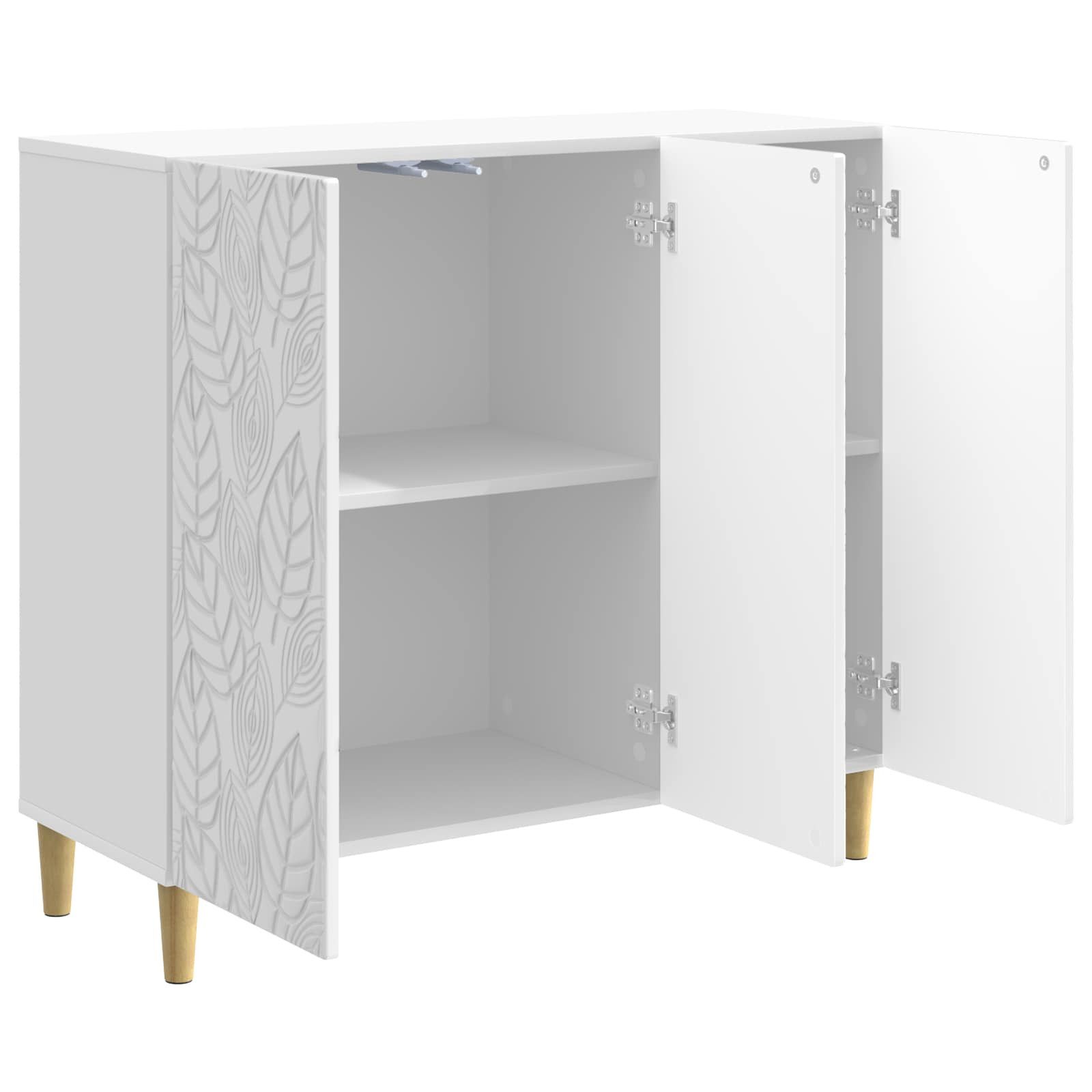 vidaXL Sideboard Sideboard Hochglanz Weiß 89 x 34,5 x 80 cm Holzwerkstoff (1 St) – Bild 4 von 5