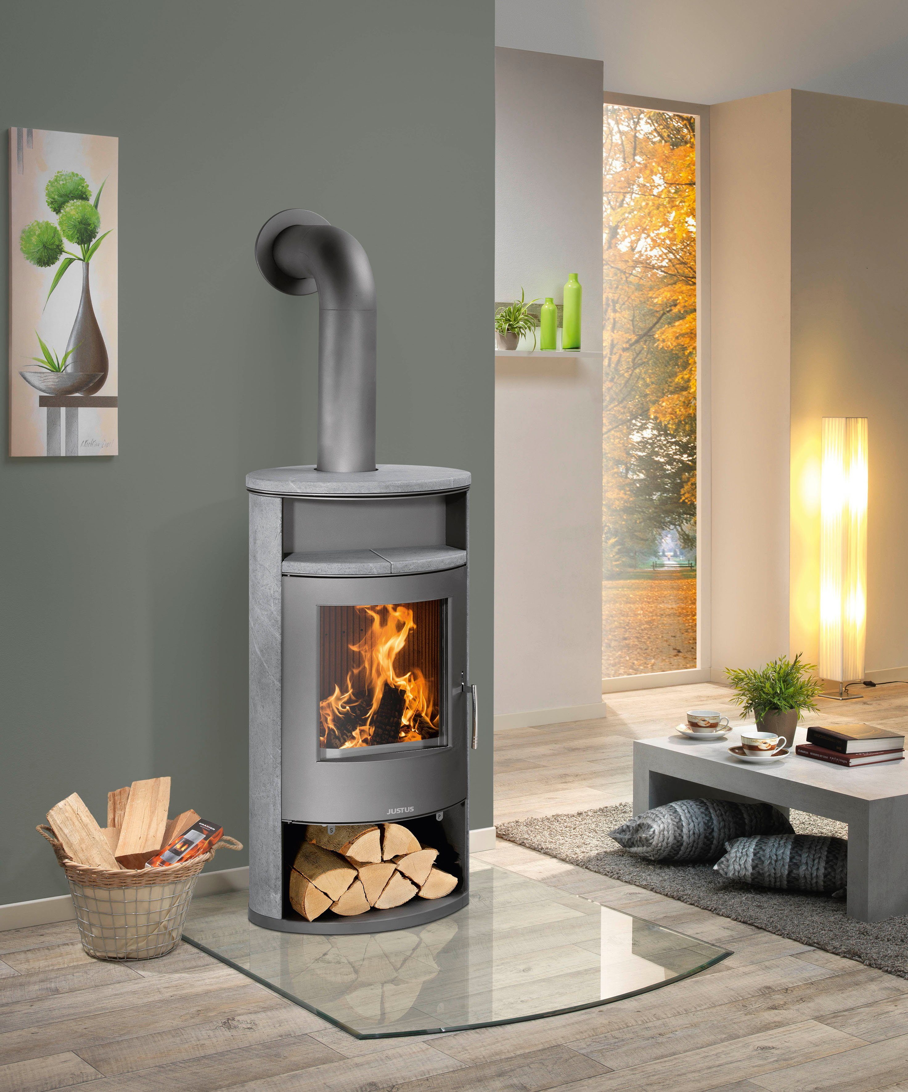 JUSTUS Kaminofen Island Aqua, 4 kW, Zeitbrand