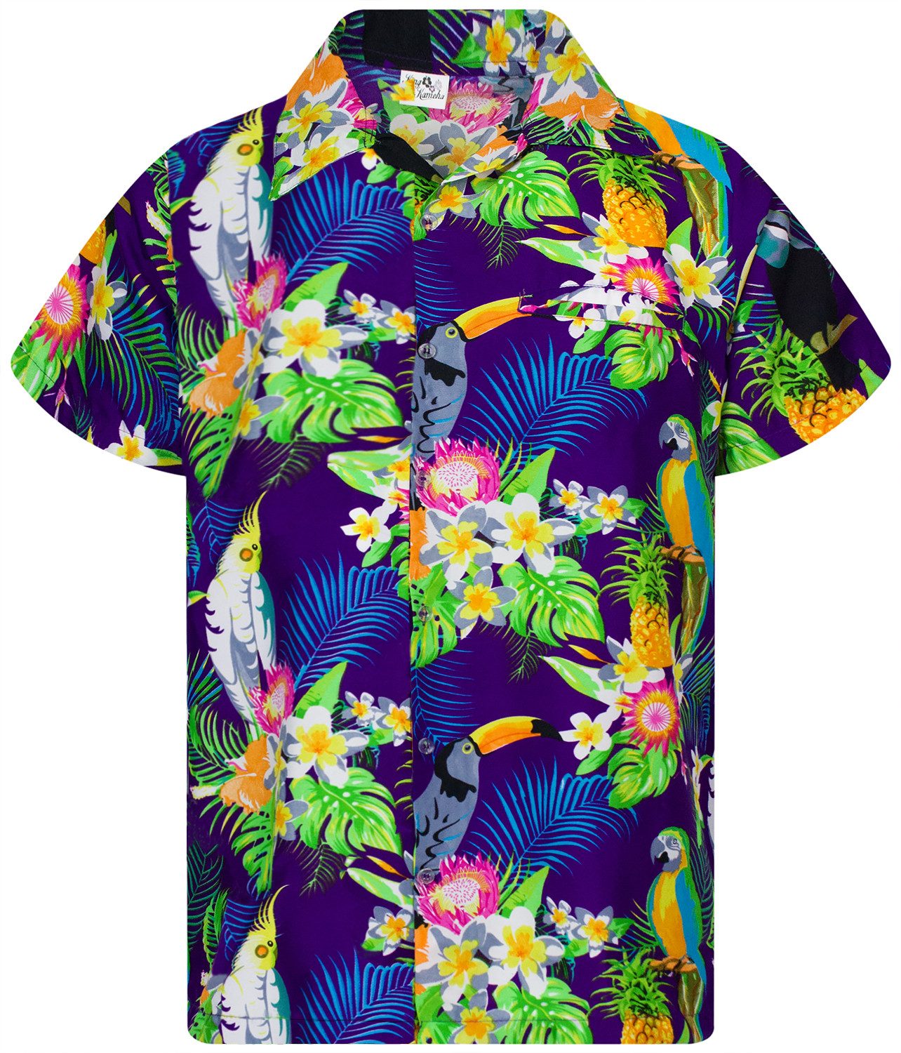King Kameha Hawaiihemd Parrot Cockatoo Funky Hawaii-Hemd Kurzarm Front-Tasc günstig online kaufen