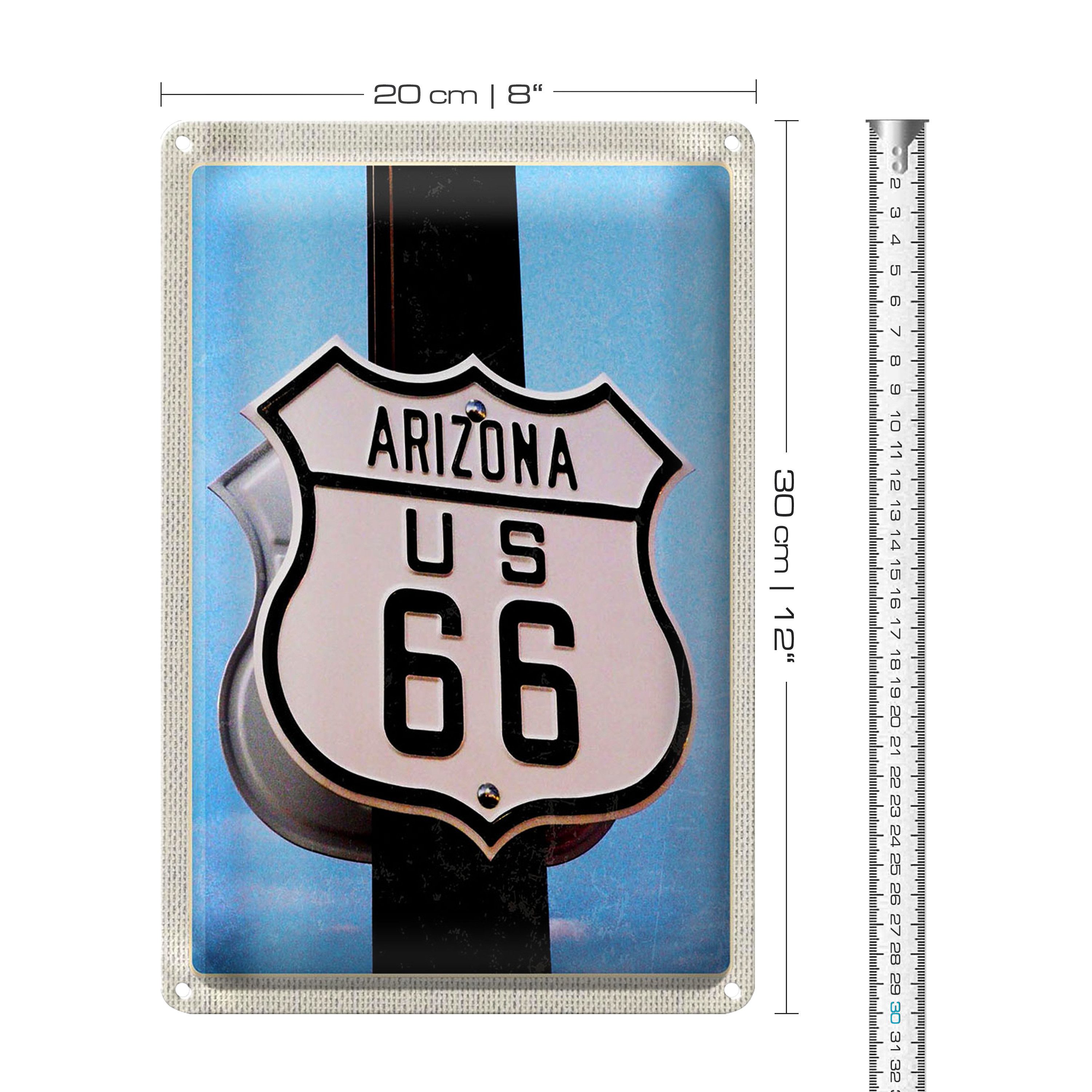 Roomando Metallschild Blechschild Reise 20x30cm Amerika USA Arizona Straße Route 66