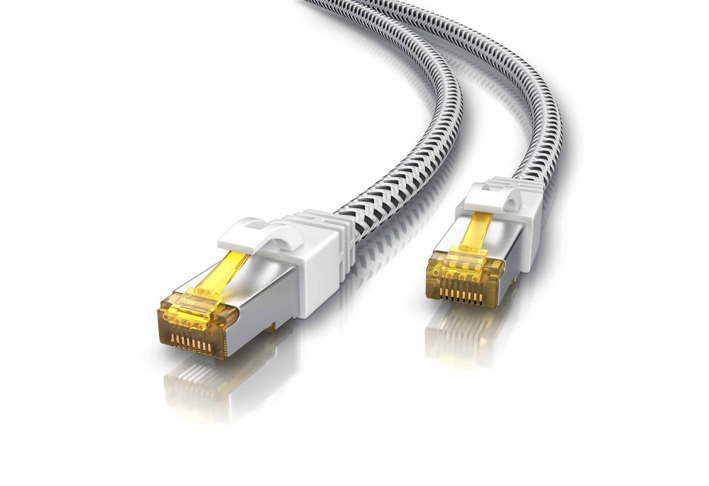Primewire CAT 7 Gigabit Ethernet Netzwerkkabel, Patchkabel 10 Gbit/s - 1m LAN-Kabel, CAT.7, RJ-45 (Ethernet) (100 cm), CAT7 Rohkabel S/FTP Pimf Schirmung, Baumwollmantel, 10000 Mbit/s