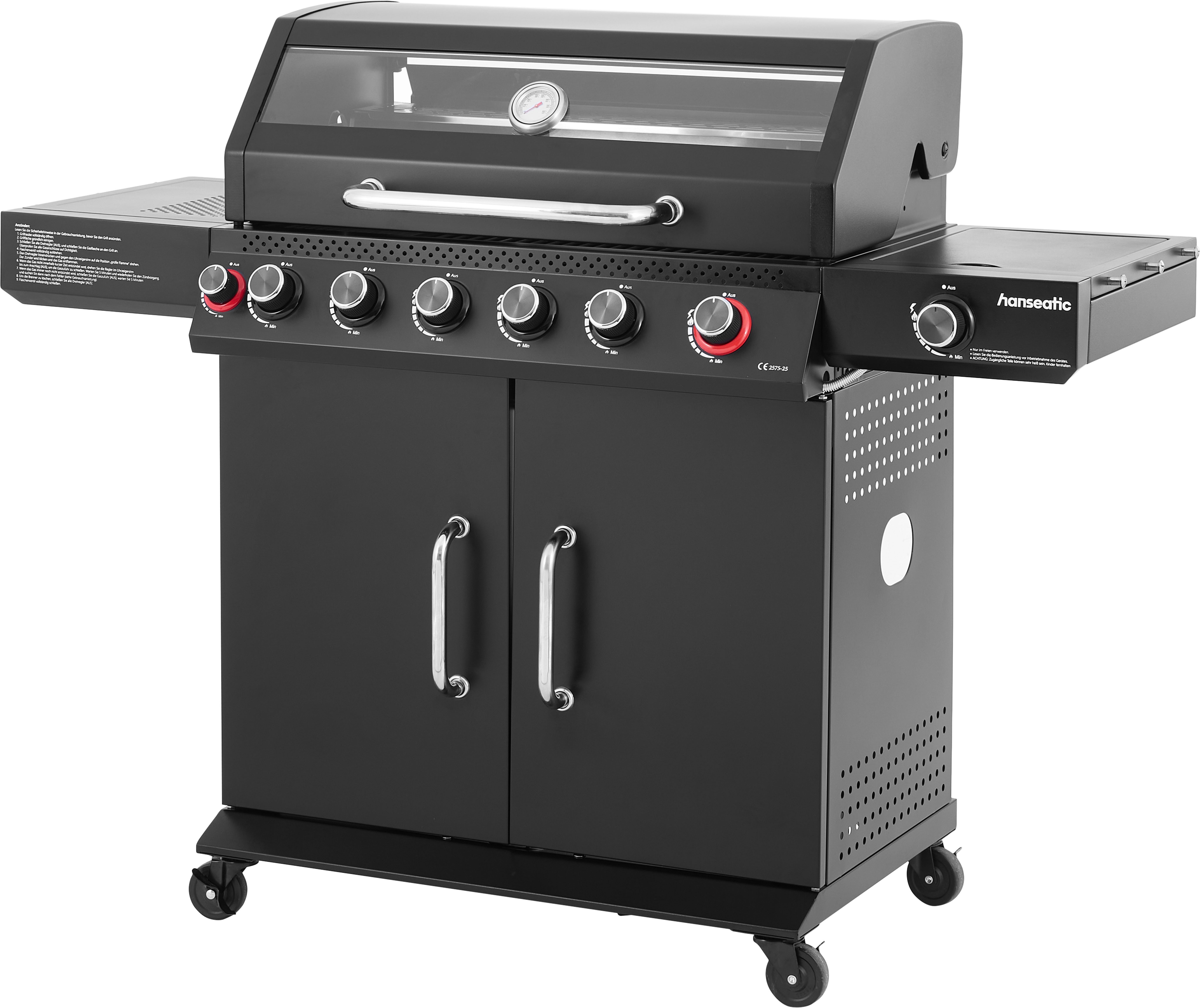 Hanseatic Gasgrill Gasgrill 6+2 Memphis Black Plus, inkl. 3 Jahre Herstellergarantie