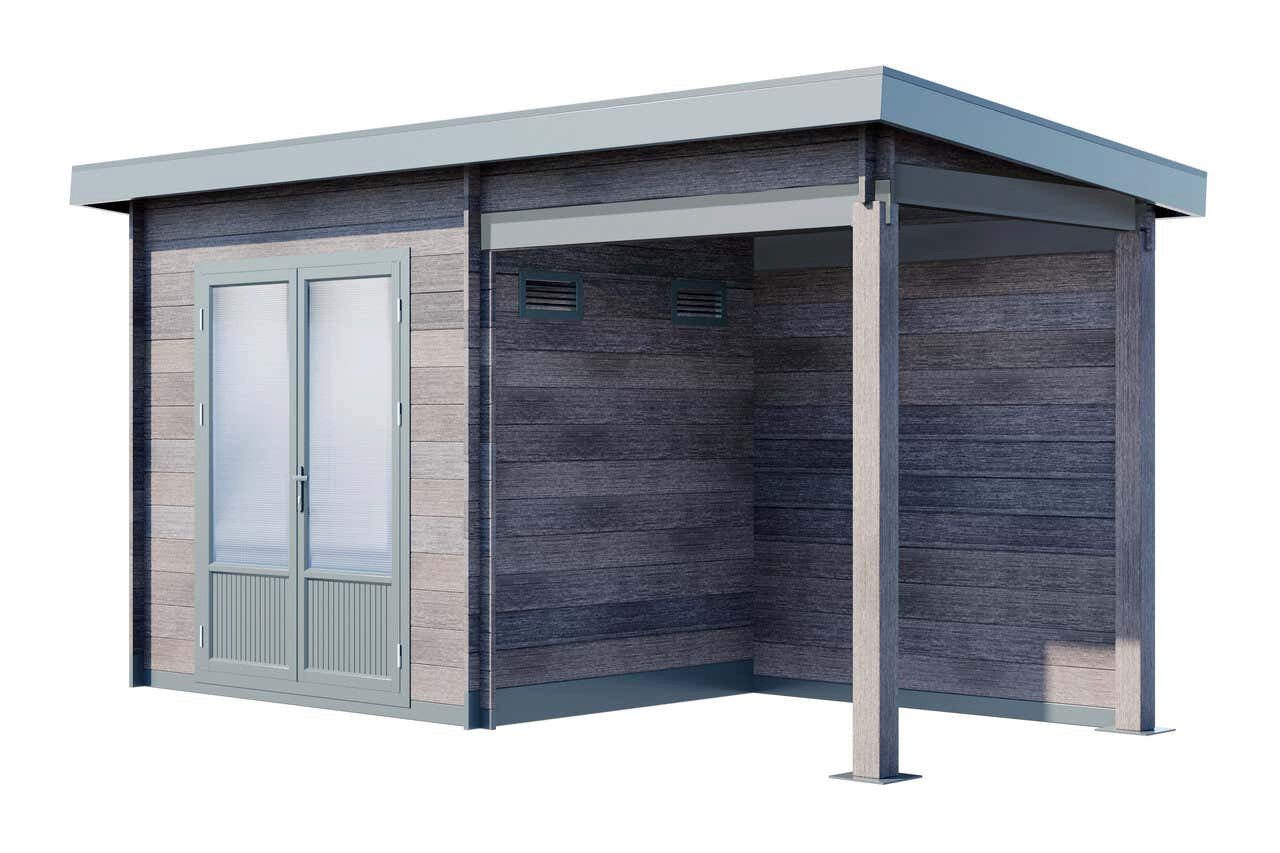 Finnhaus Wolff Gerätehaus Holz WPC Belana 4419 28, BxT: 487x231 cm, in Naturbelassen mit 28mm Wandstärke