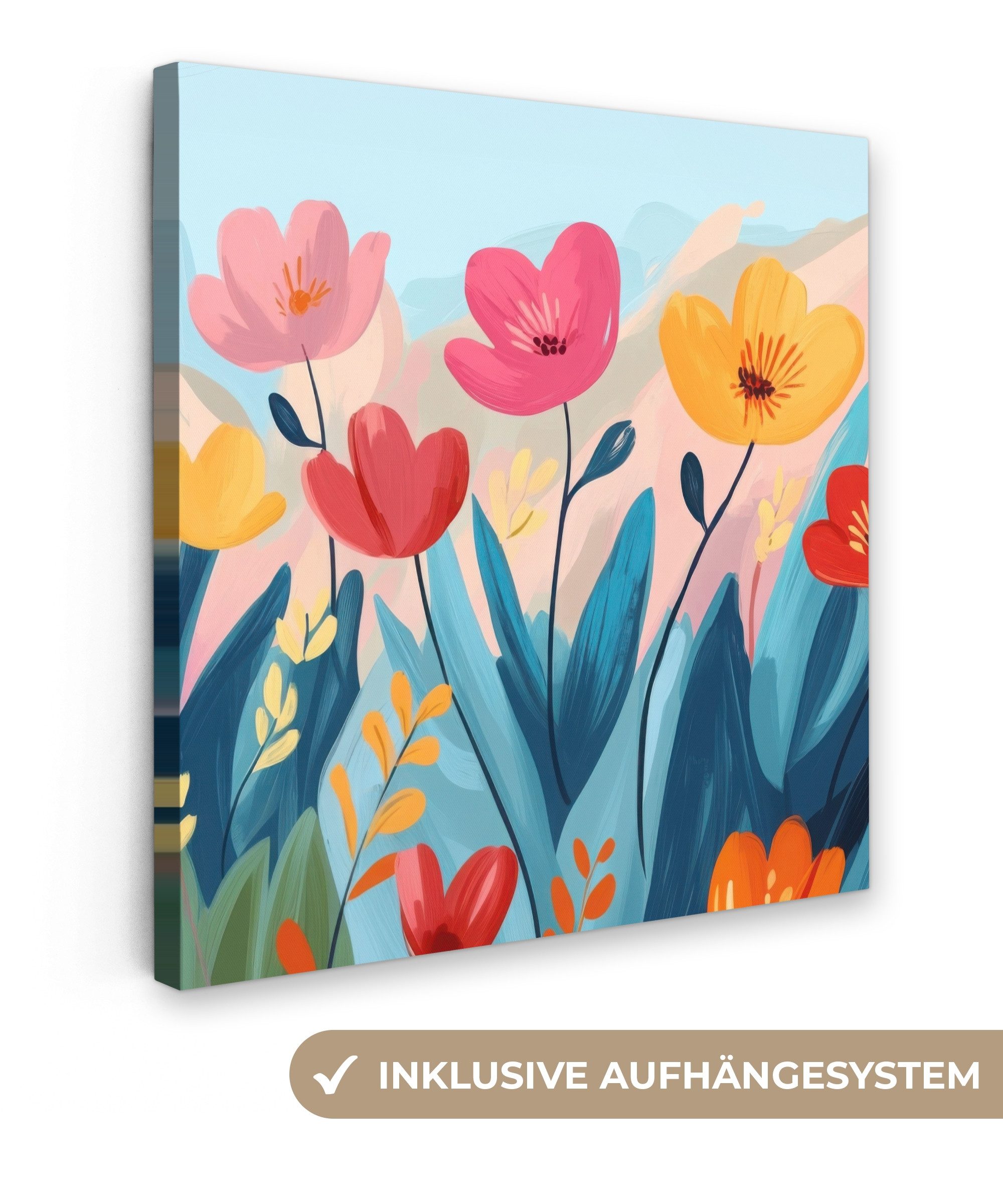 Leinwandbild Illustration - Blumen - Farbenfroh