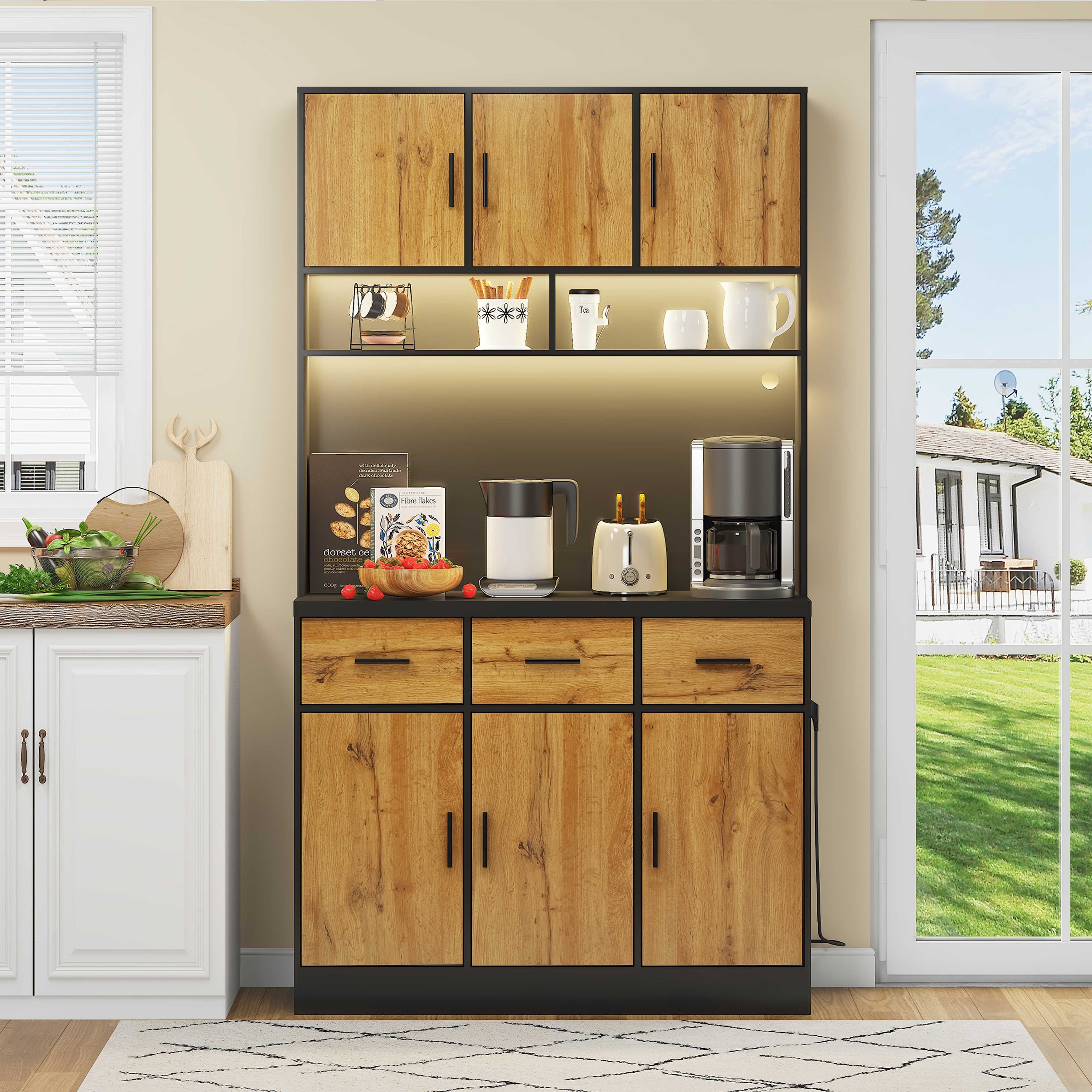 BlingBin Küchenbuffet Buffet mit LED-Beleuchtung Schubladen Einlegeböden (1 günstig online kaufen