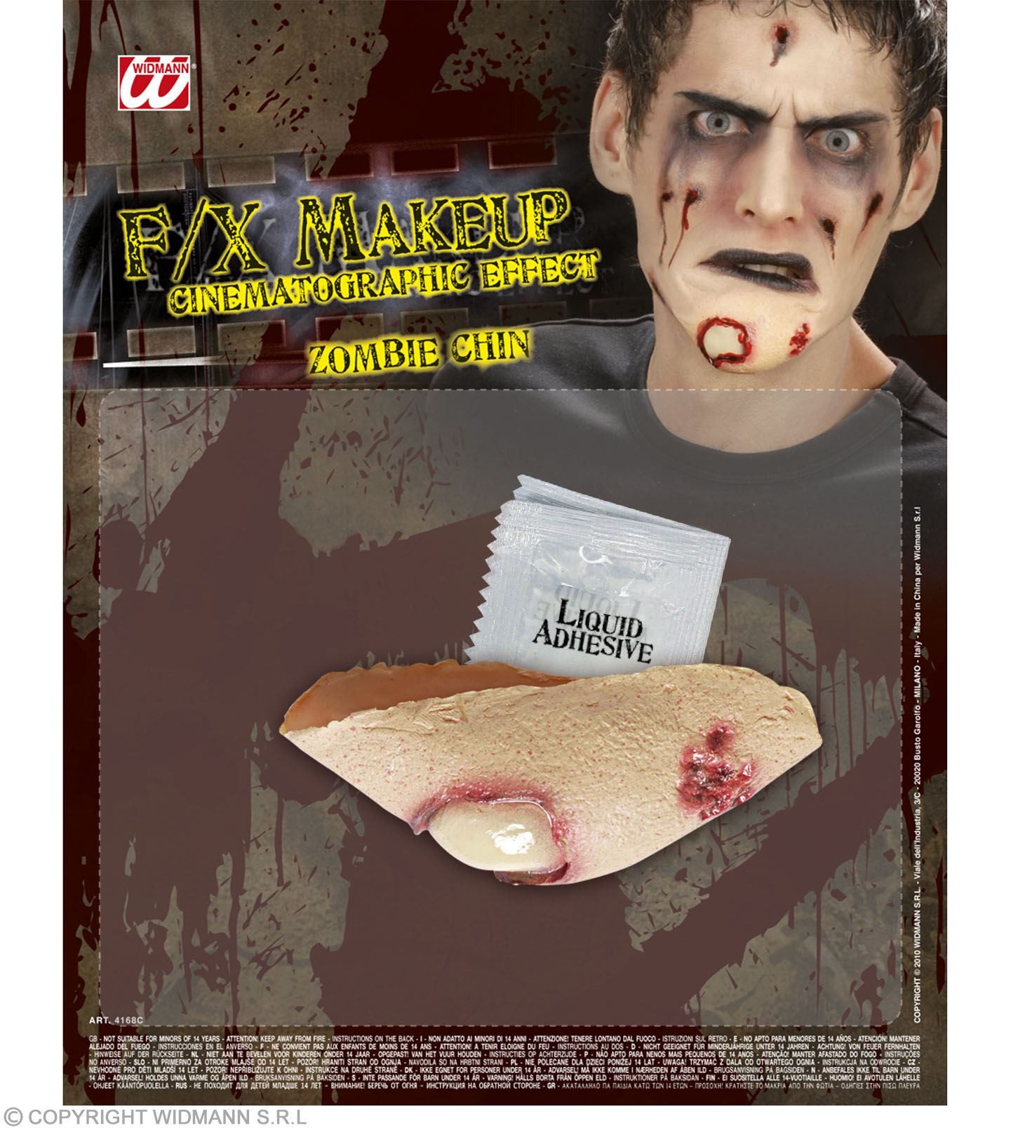 Widmann S.r.l. Schmuck-Tattoo FX Make-up Halloween, Zombie Kinn