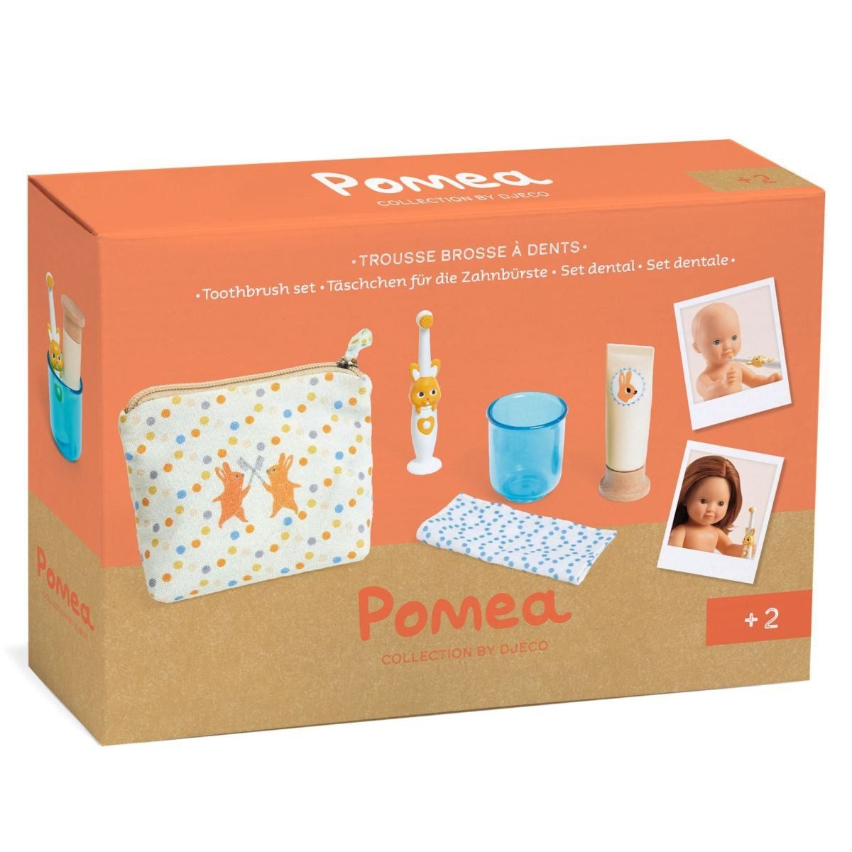 DJECO Puppen Accessoires-Set Puppen Zahnbürstenset für Puppen aus Holz umfangreiches Zubehör