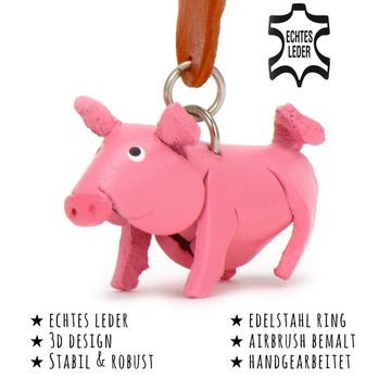 Monkimau Schlüsselanhänger Schwein Schlüsselanhänger Leder Tier Figur (Packung)