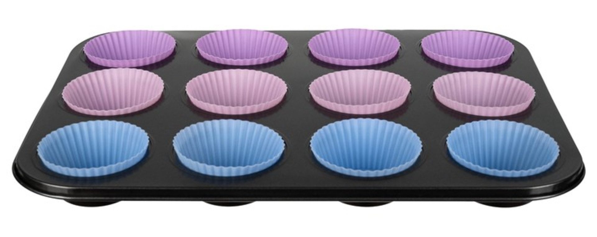 Ruhhy Muffinform DeluxeMuffinPro: Backblech-Set mit Silikonformen für perfekte Muffins, (Backblech-Set für Muffins 13-tlg), 12 wiederverwendbare Silikonformen.