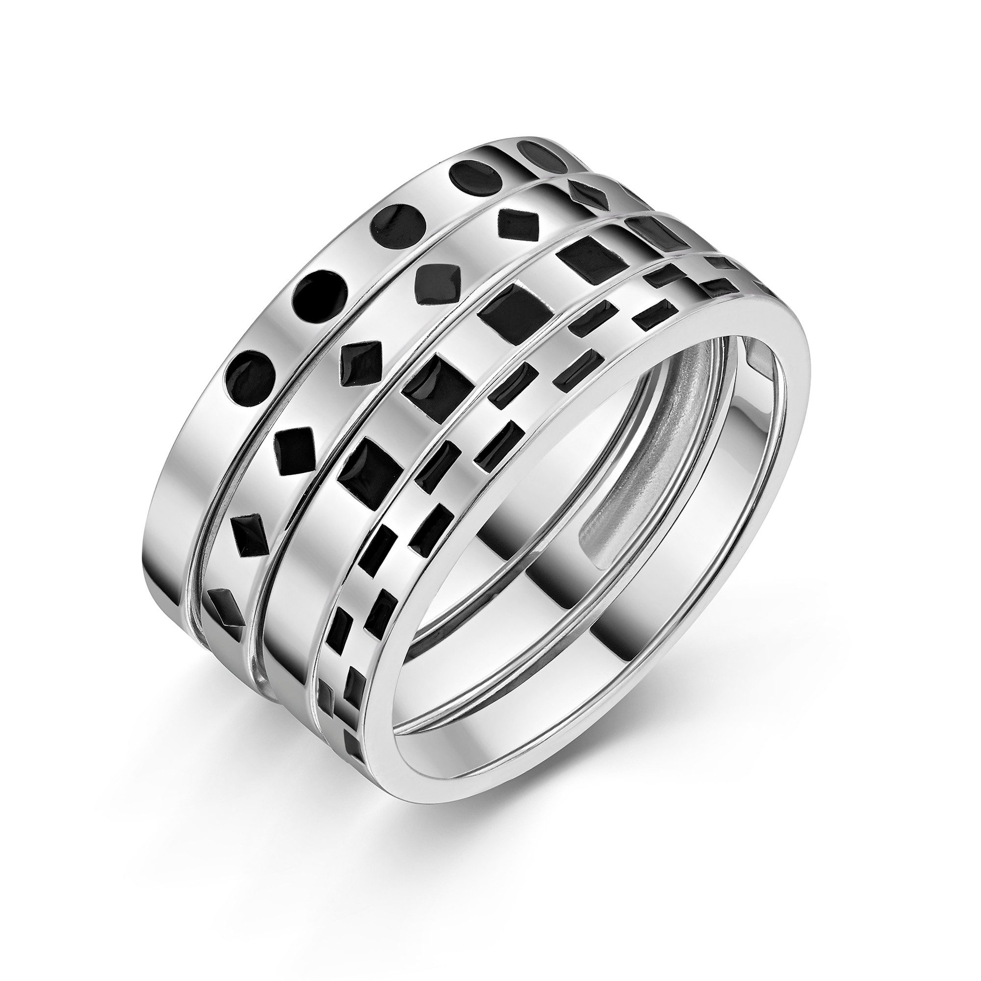 Firetti Ring-Set Multipack Schmuck Geschenk Silber 925 Quadrat Raute Kreis Viereck (Set, 4-tlg)