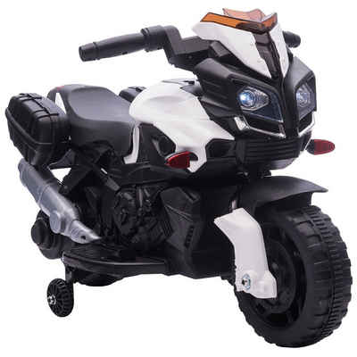 HOMCOM Elektro-Kindermotorrad Kinderfahrzeug 6V LED-Licht simuliertes Motorgeräusch Schwarz+Weiß, Belastbarkeit 25 kg, (1-tlg), 88.5L x 42.5B x 49H cm