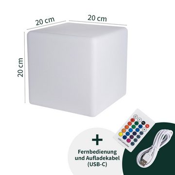 VERDOBA LED Würfel LED Gartenleuchte, Leuchtwürfel mit Akku Beleuchtung für Innen & Außen