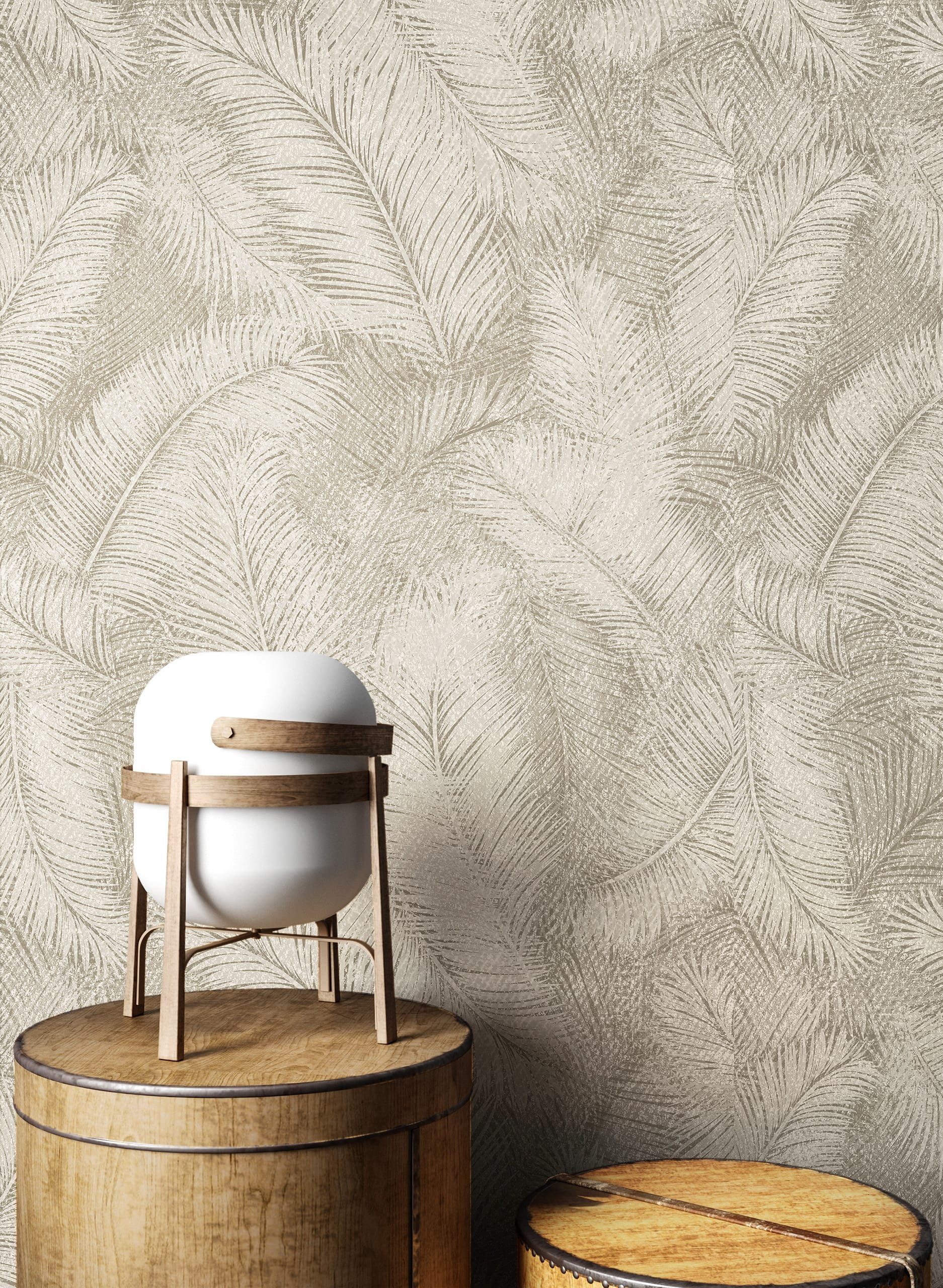 Newroom Vliestapete, Taupe Tapete Modern Dschungel günstig online kaufen