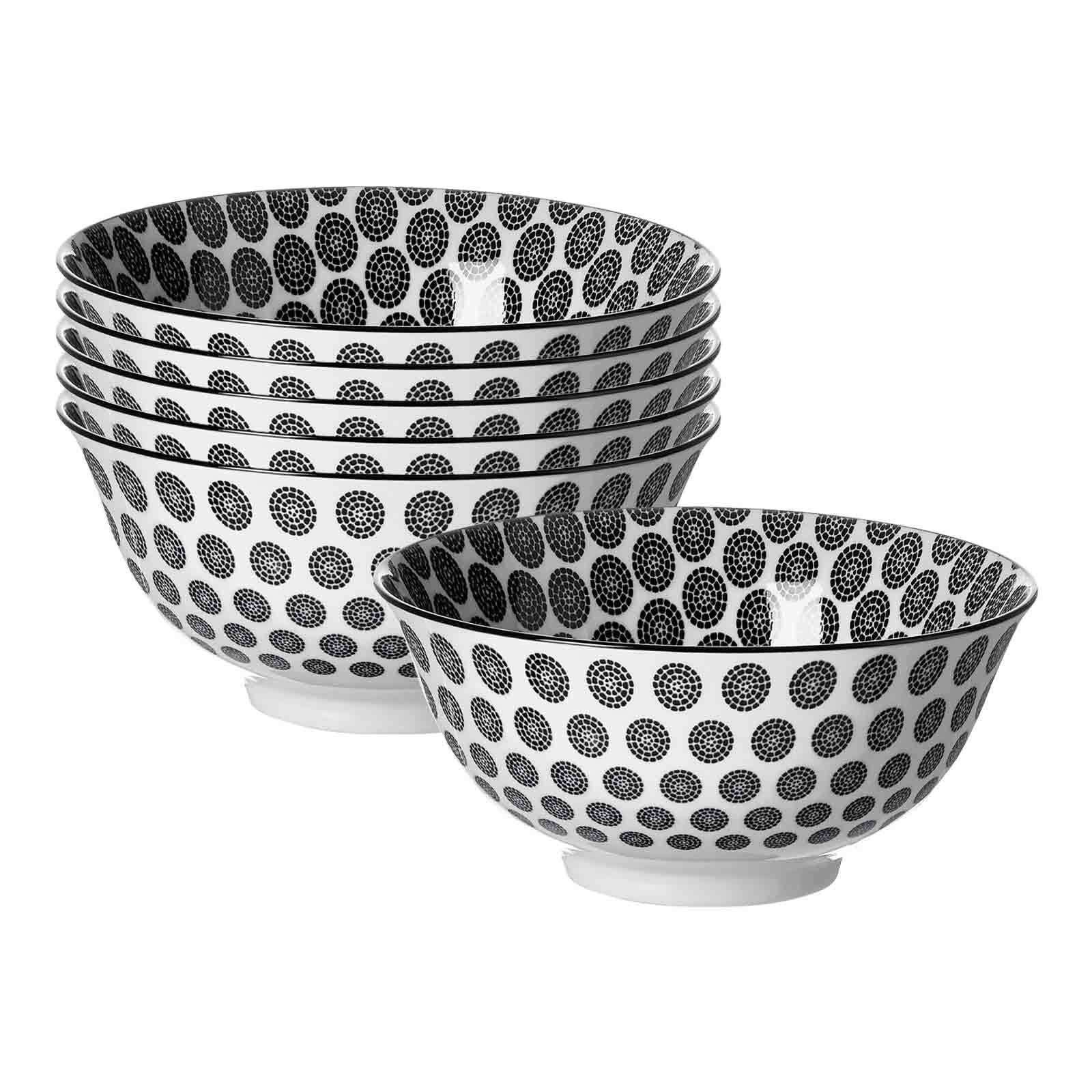 Ritzenhoff & Breker Schale Takeo Circles Müslischalen ø 15,5 cm 6er Set, Porzellan, (6x Schale, 6-tlg)