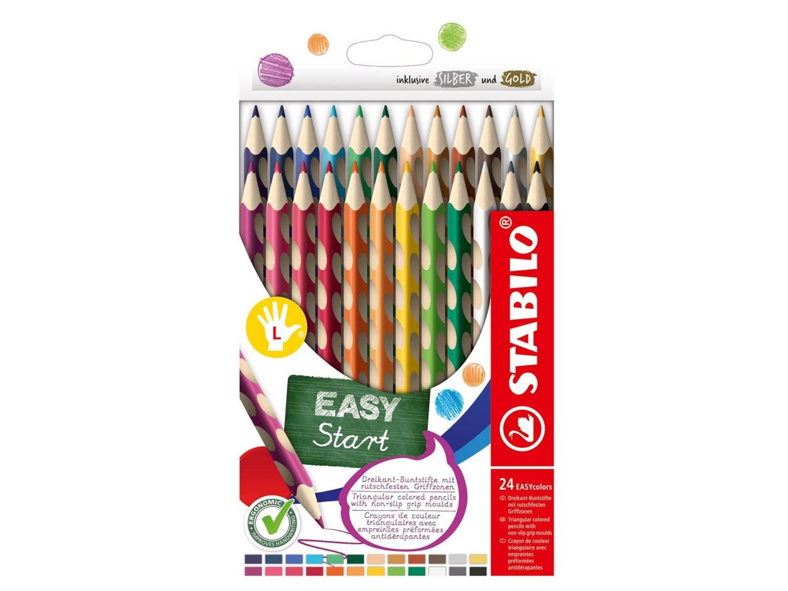 Filzstift STABILO EASY Colors Dreikant-Buntstift - Linkshänder - 24er Etui