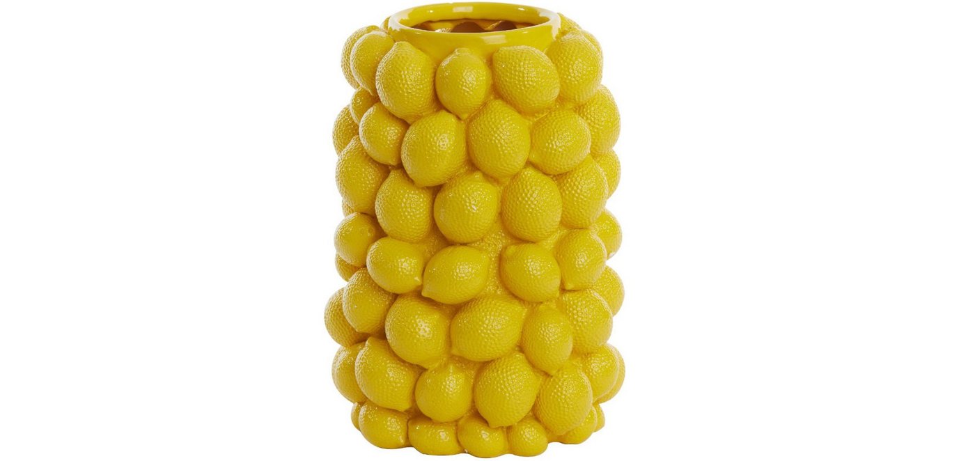 Light & Living Dekovase Tischvase LEMON, Ø 23,5 x H 33 cm, Yellow, mit vielen Zitronen