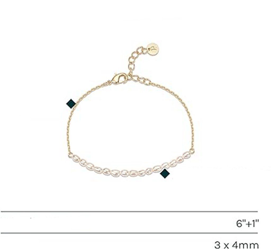 WaKuKa vergoldetes Kleines Damenarmband Silber Perlenarmband, Armband 14K