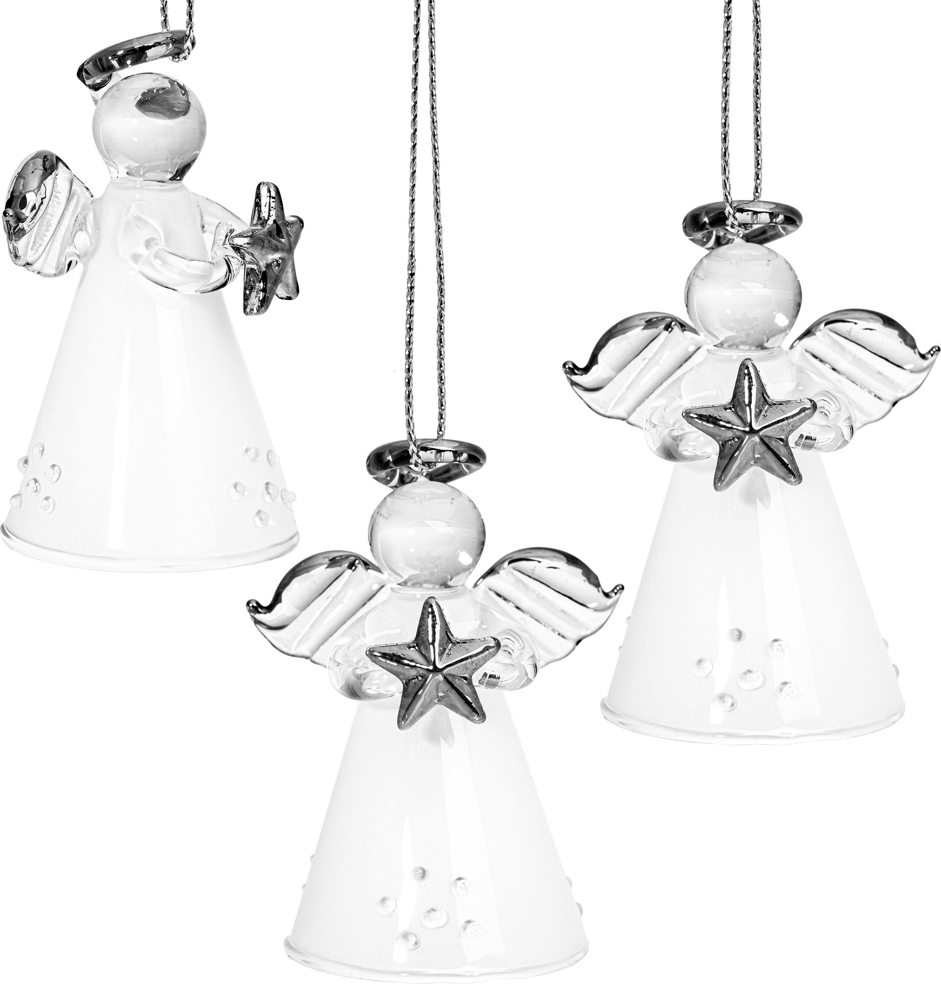Christbaumschmuck BS155 Engel Glas Figur Weihnachtsbaum Anhänger 3er Set