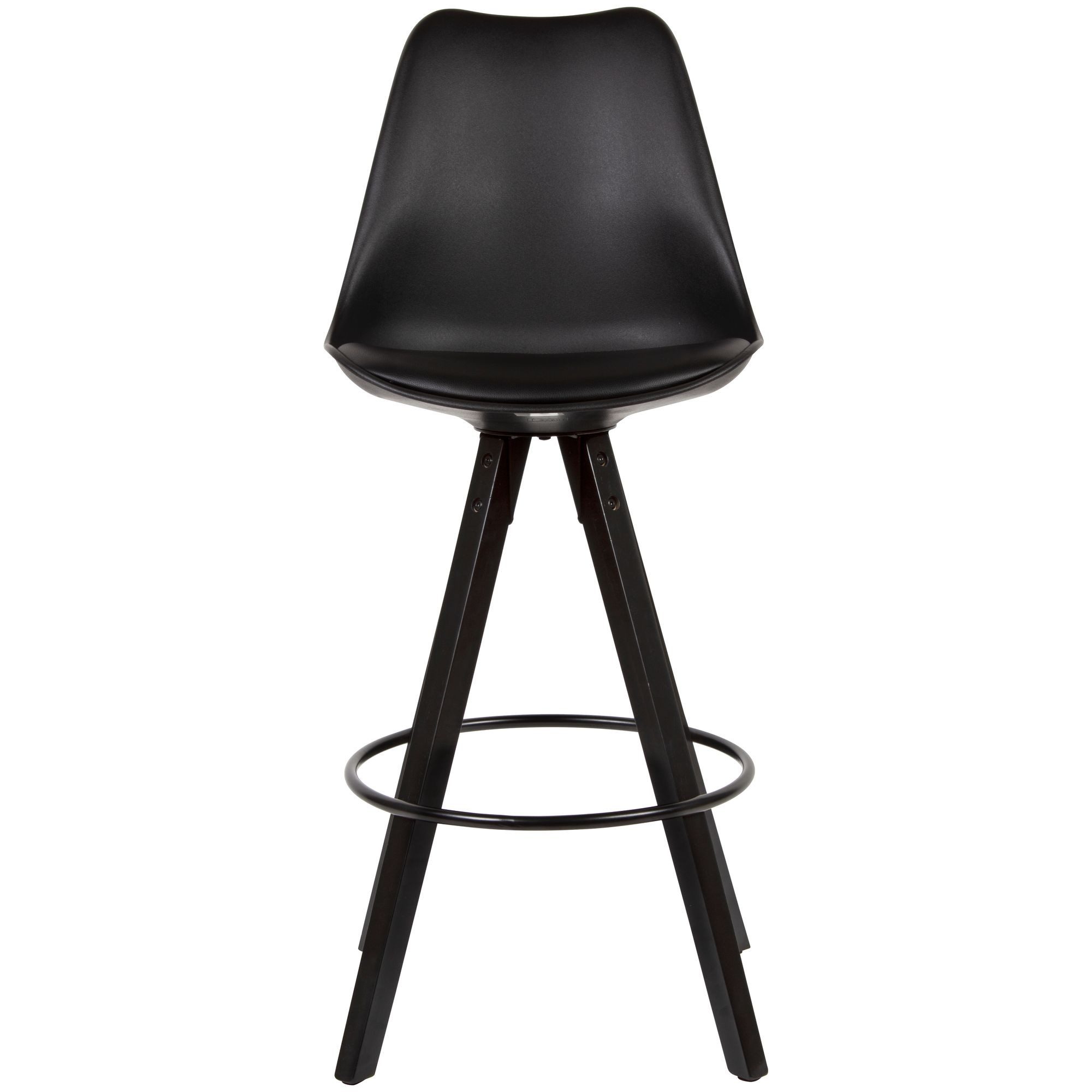 FINEBUY Barhocker FB54835 2er Set Schwarz Tresenhocker Kunstleder mit Lehne Barstuhl (Design Tresenhocker, Tresenstuhl Skandinavisch), 2er Set Barstühle Schwarz Kunstleder Modern