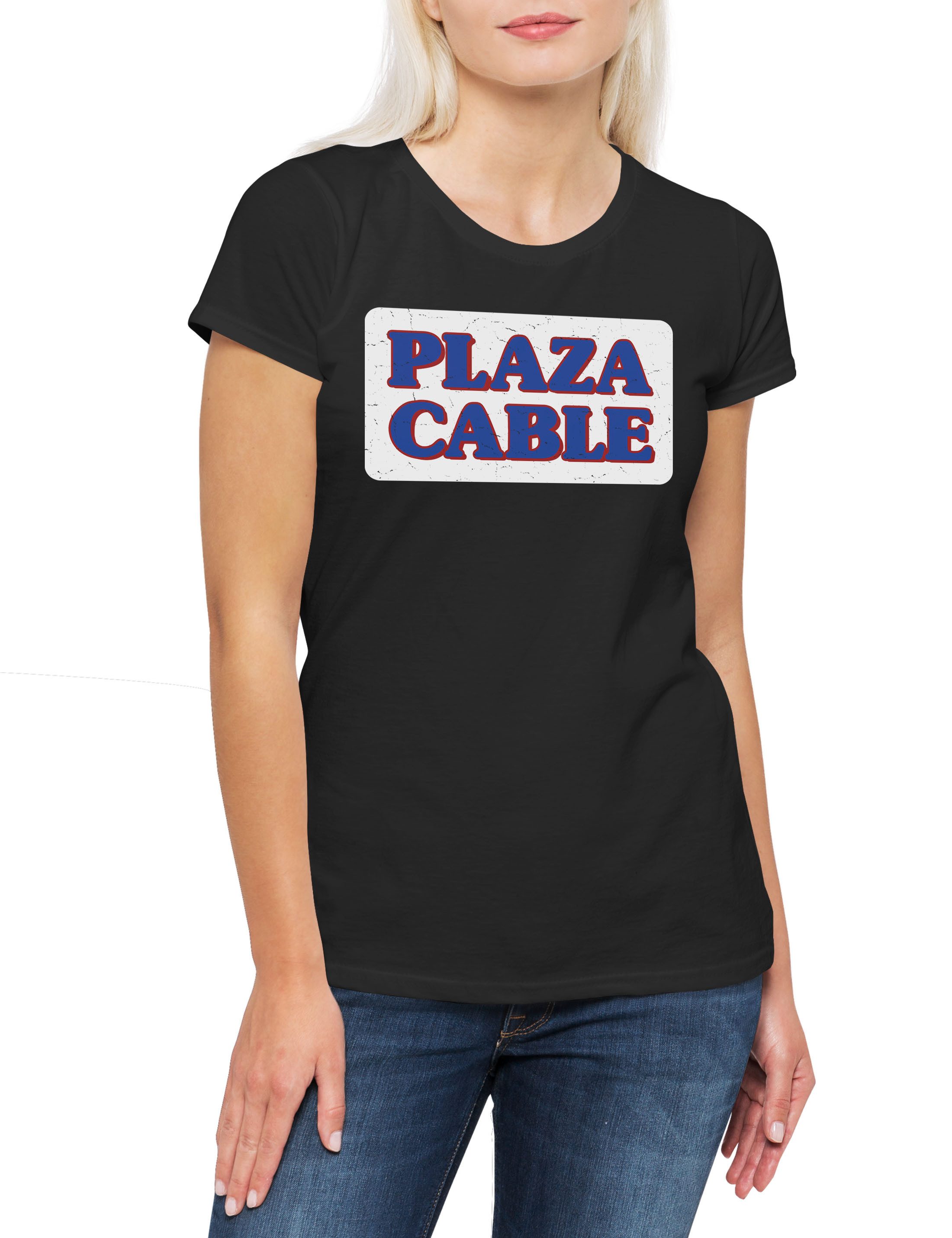 Print-Shirt Plaza Cable Damen T-Shirt Zeichen Sign Insignia Logo Company Seinfeld