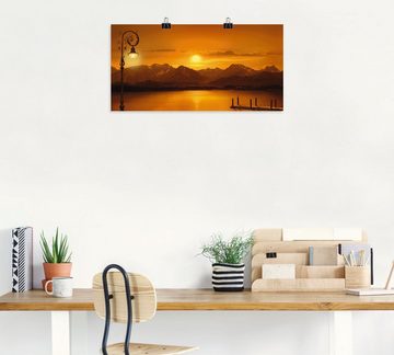 Artland Poster Der Bergsee im Abendlicht, Berge (1 St), als Leinwandbild, Wandaufkleber oder Poster in versch. Größen