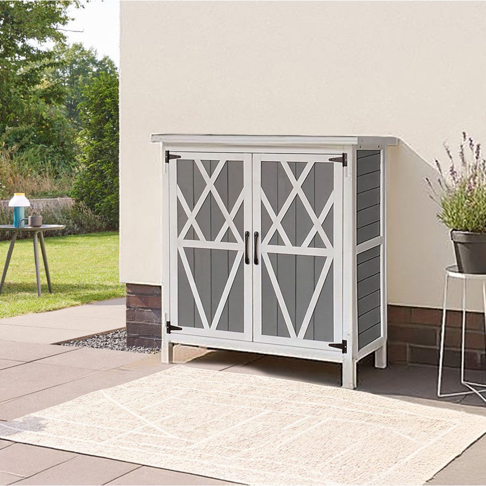 HOME DELUXE Geräteschrank Gartenschrank YANA aus Holz Größenauswahl - Auflagenbox, Gartenbox wasserfest