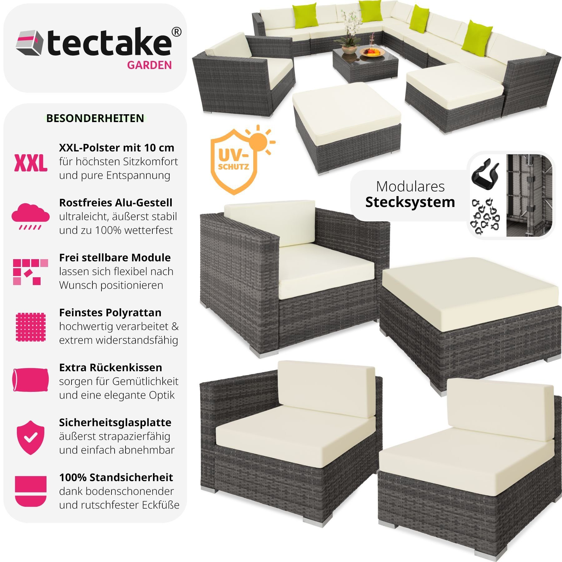 tectake Loungeset Rattan Lounge, (Set., 12-tlg), günstig online kaufen