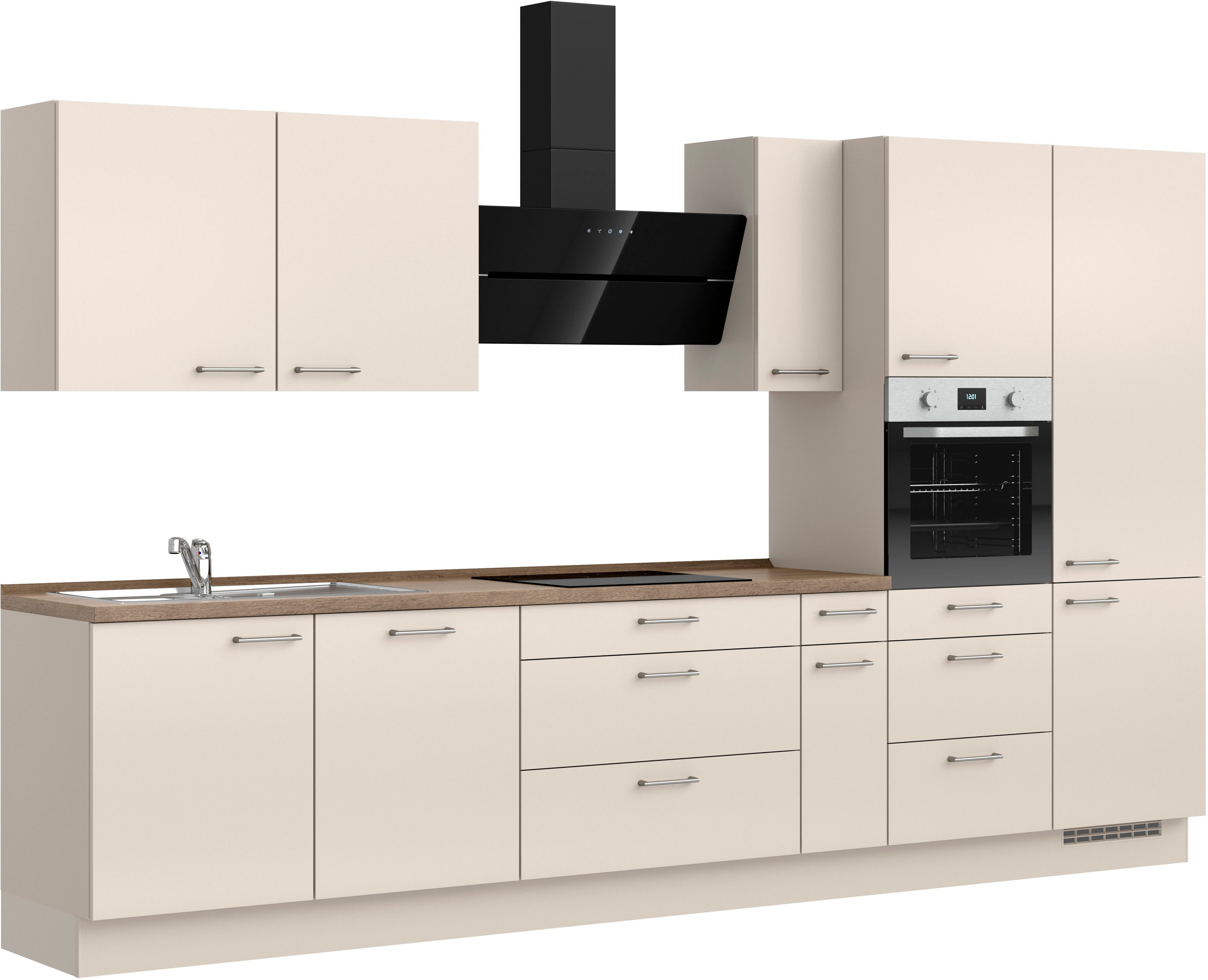 nobilia® Küchenzeile "Laser II", Ausrichtung wählbar, Breite 360 cm, vormontiert, wahlw. mit unterschiedlichen E-Geräten-Sets