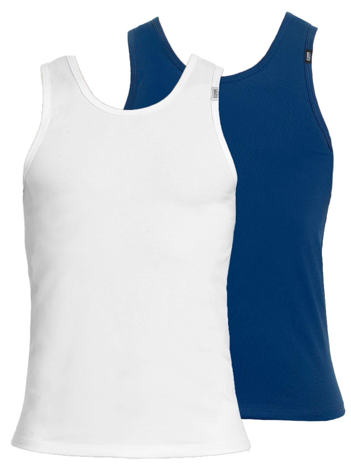 Sparpack 2er Cotton KUMPF 2-St) Markenqualität (Spar-Set, hohe Herren Achselhemd Bio darkblue Unterhemd weiss