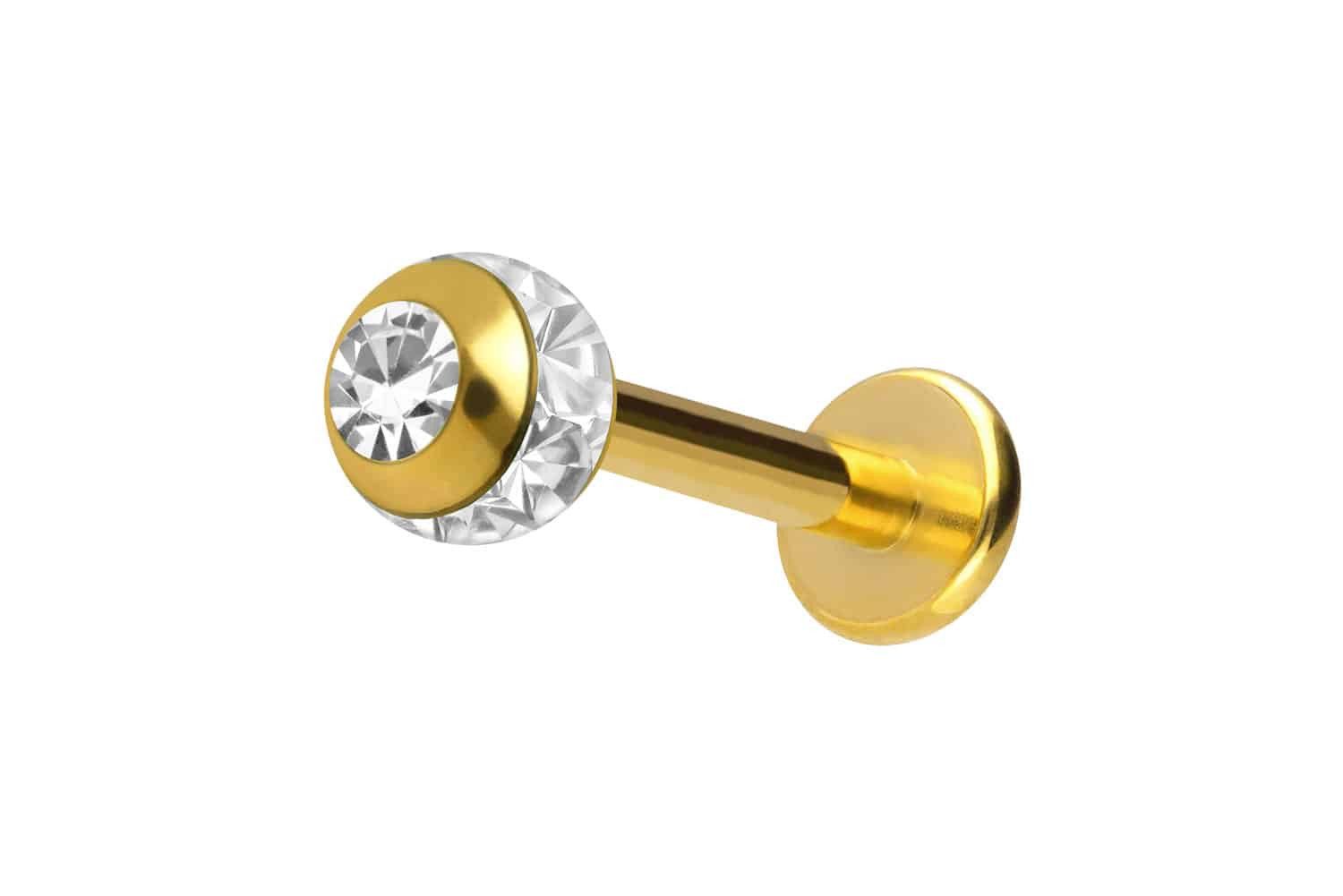 PIERCINGLINE Piercing-Set Chirurgenstahl Labret EPOXY-RING-KUGEL + KRISTALL günstig online kaufen