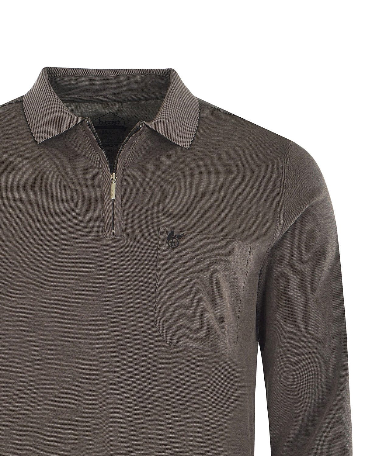 Hajo Langarm-Poloshirt Softknit-Poloshirt in Minimaldessin