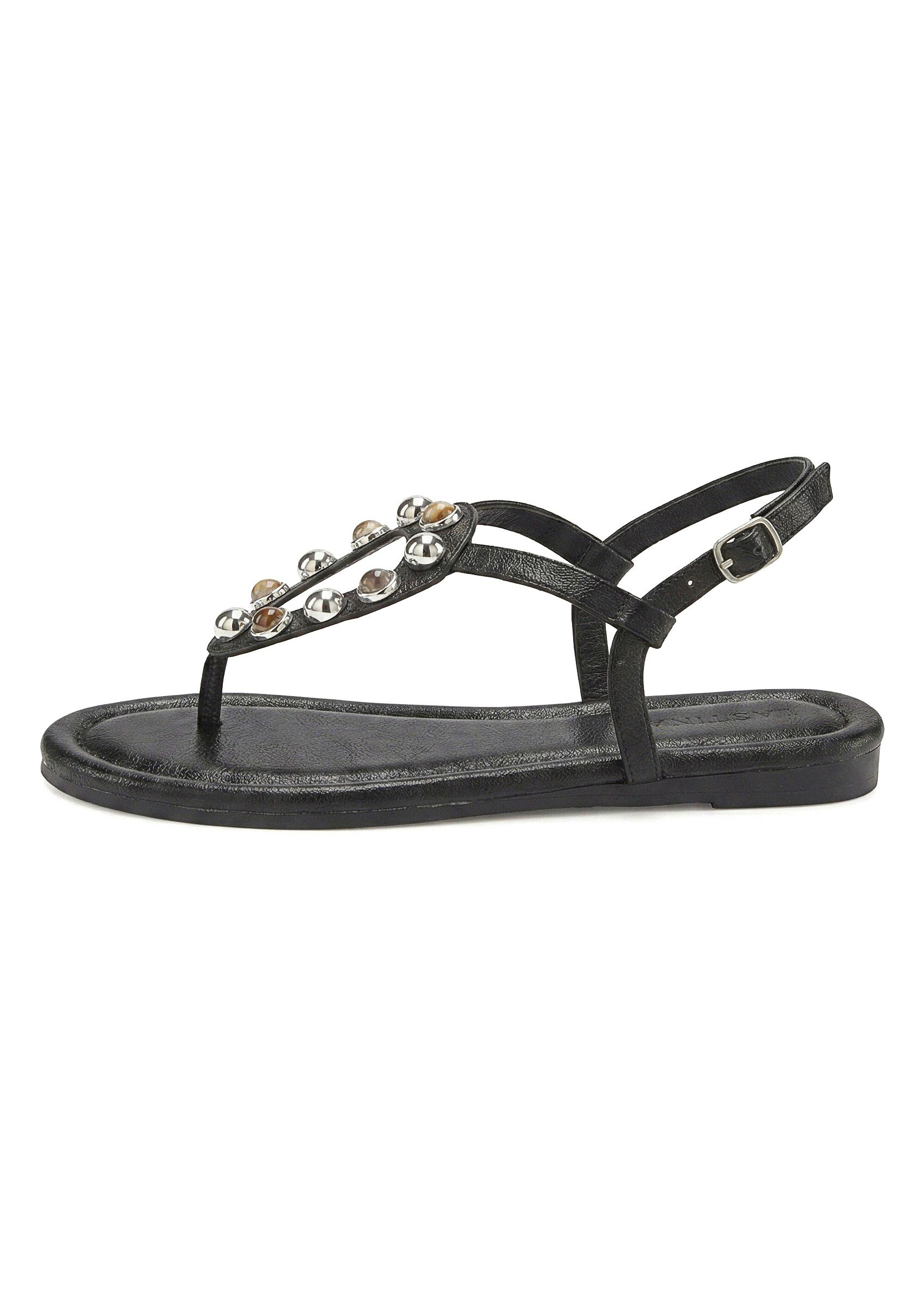 LASCANA Zehentrenner, Sandalette, Sommerschuh, offener Schuh Sandale NEU mit modischen Schmuckelementen VEGAN
