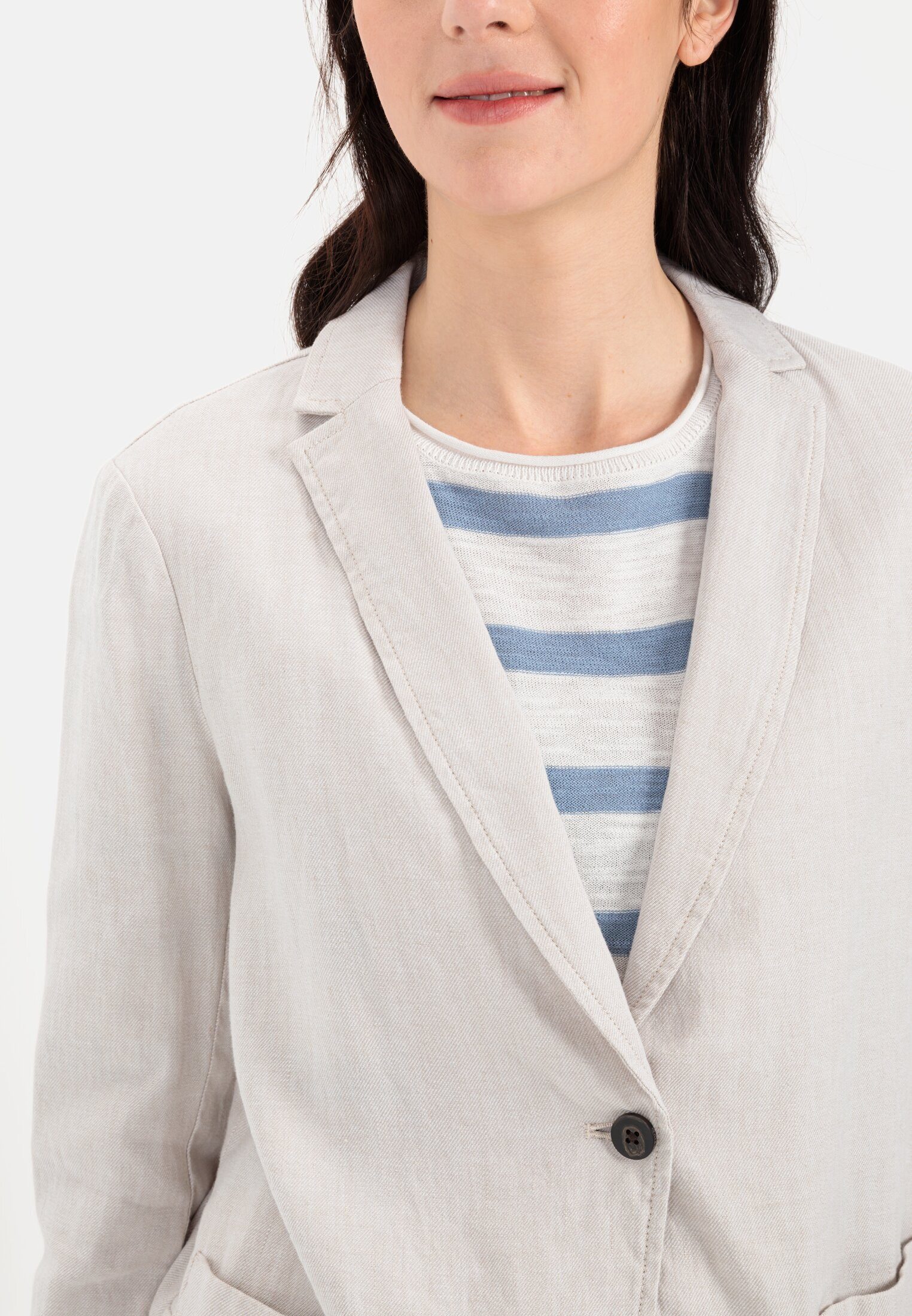 camel active Longblazer im Leinenmix Langarm Reverskragen mit Reverskragen