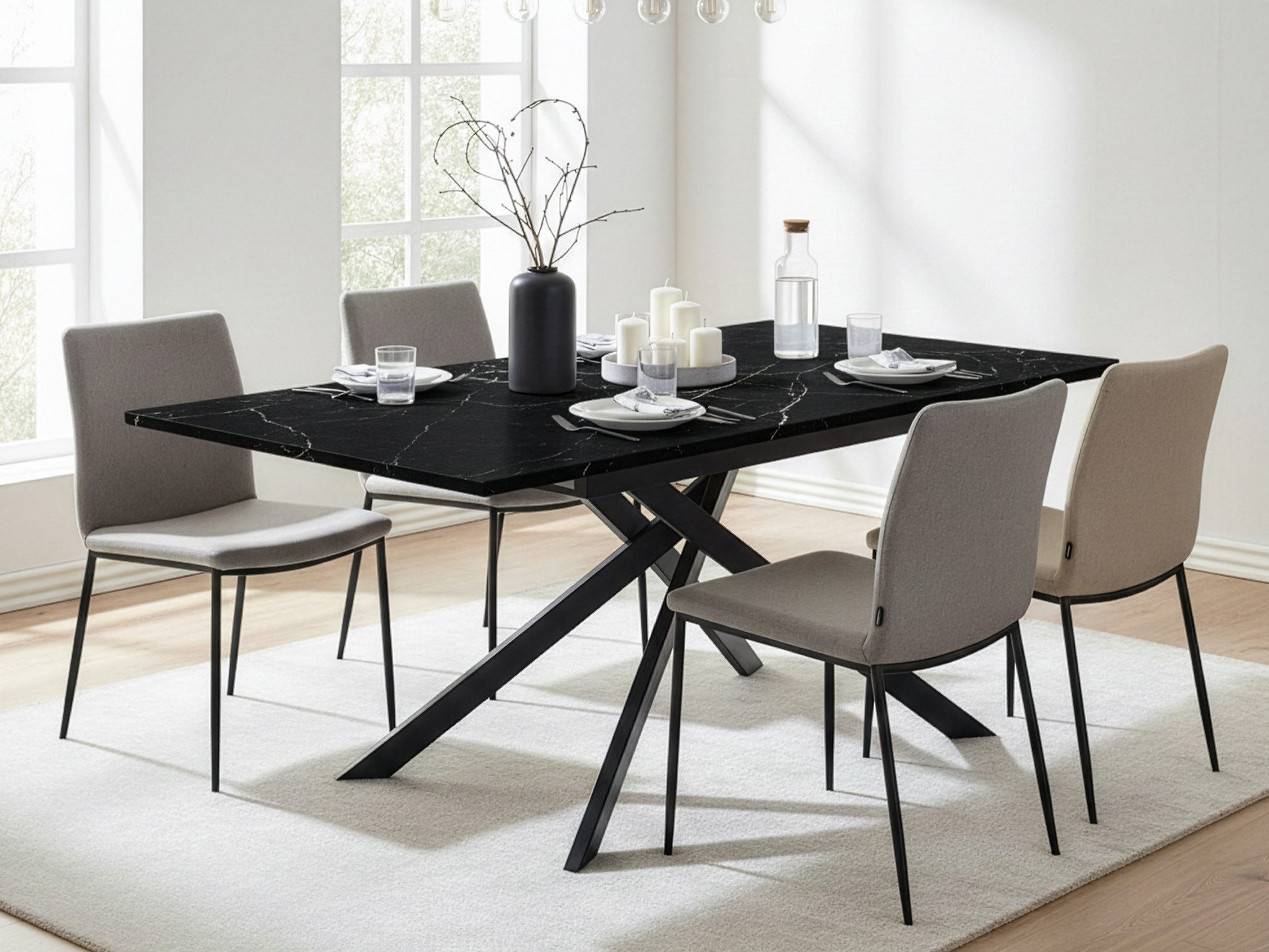 B&D home Esstisch LARS, Metallgestell schwarz oder weiß, ausziehbar 120-160 günstig online kaufen