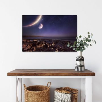 wandmotiv24 Leinwandbild Fremder Planet, Weltall (1 St), Wandbild, Wanddeko, Leinwandbilder in versch. Größen