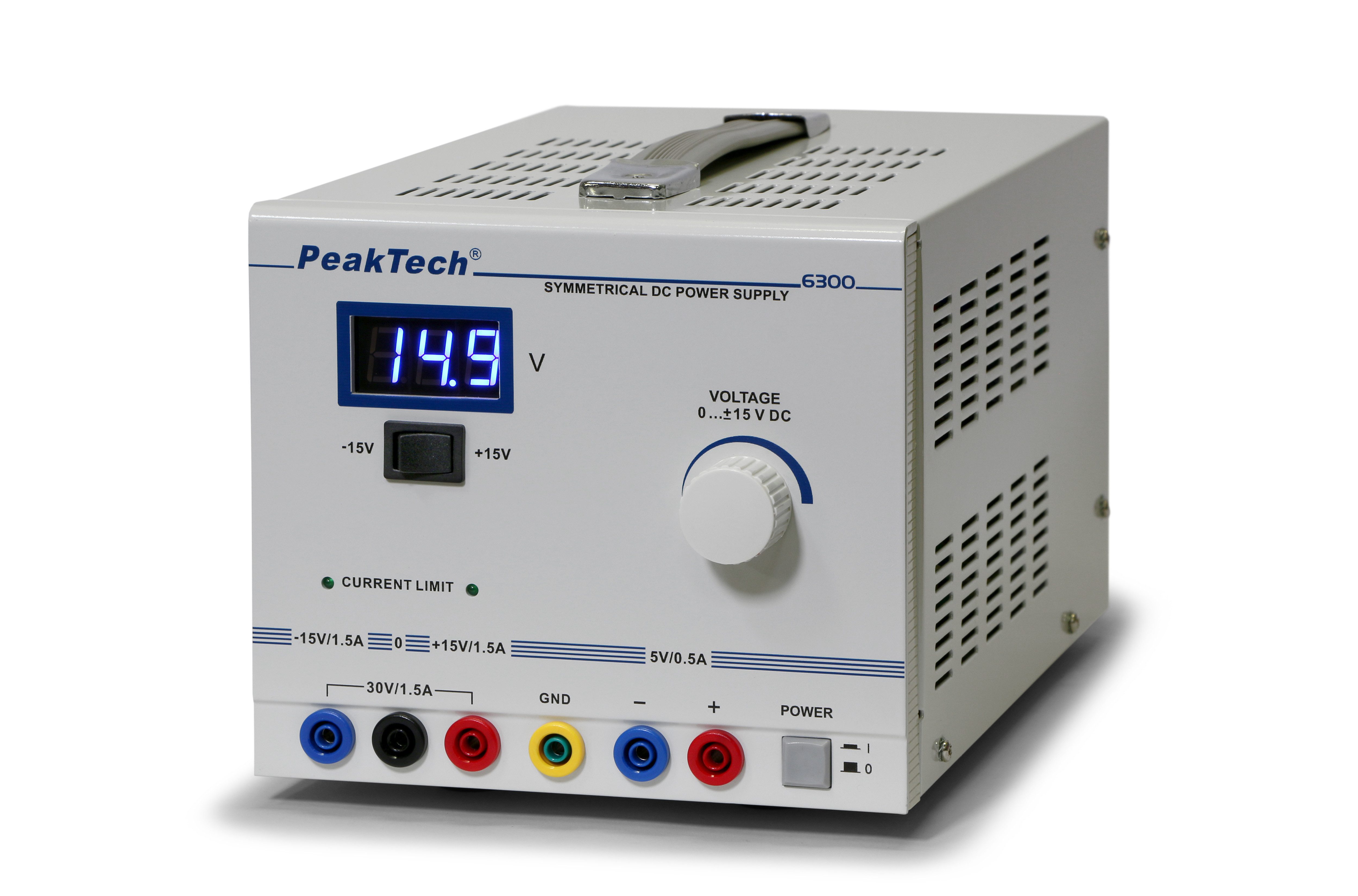 PeakTech 15 V 30 V 5 A DC Linear AA8 Labornetzgerät, symmetrisch Labor-Netzteil