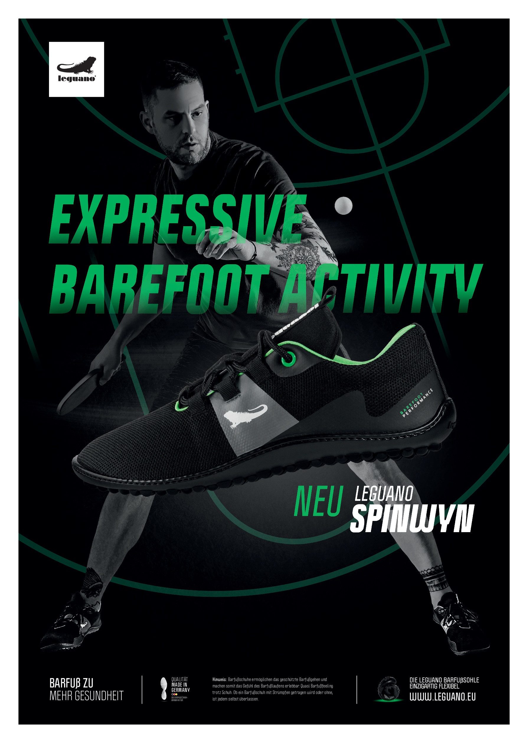 Leguano SPINWYN Barfußschuh für Maschinenwäsche geeignet, Freizeitschuh, Halbschuh, Schnürschuh