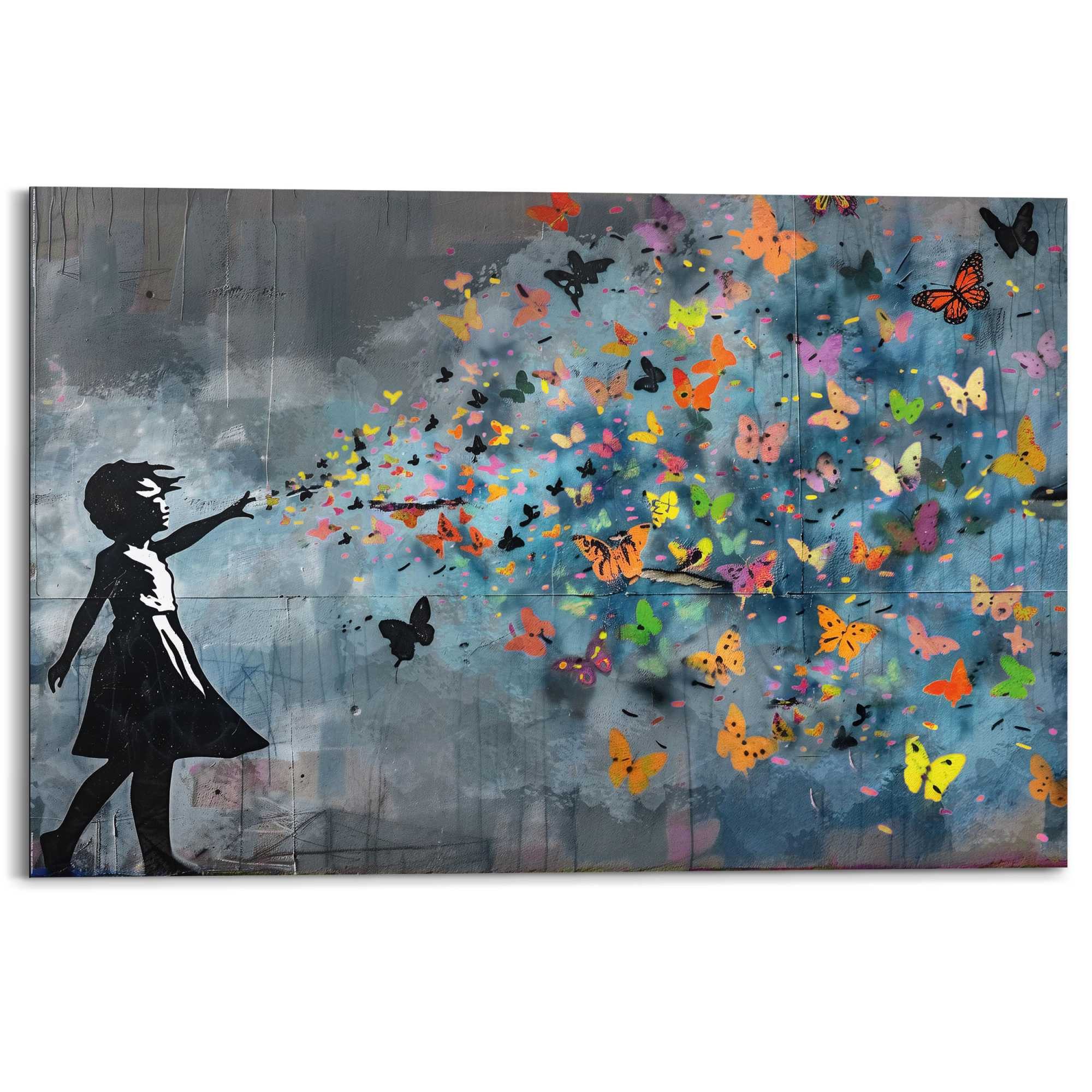 Reinders! Deco-Panel Mädchen im Stil von Banksy, Teenager Zimmer - Nacht - Mehrfarbig - MDF - Kunst - 90x60 cm